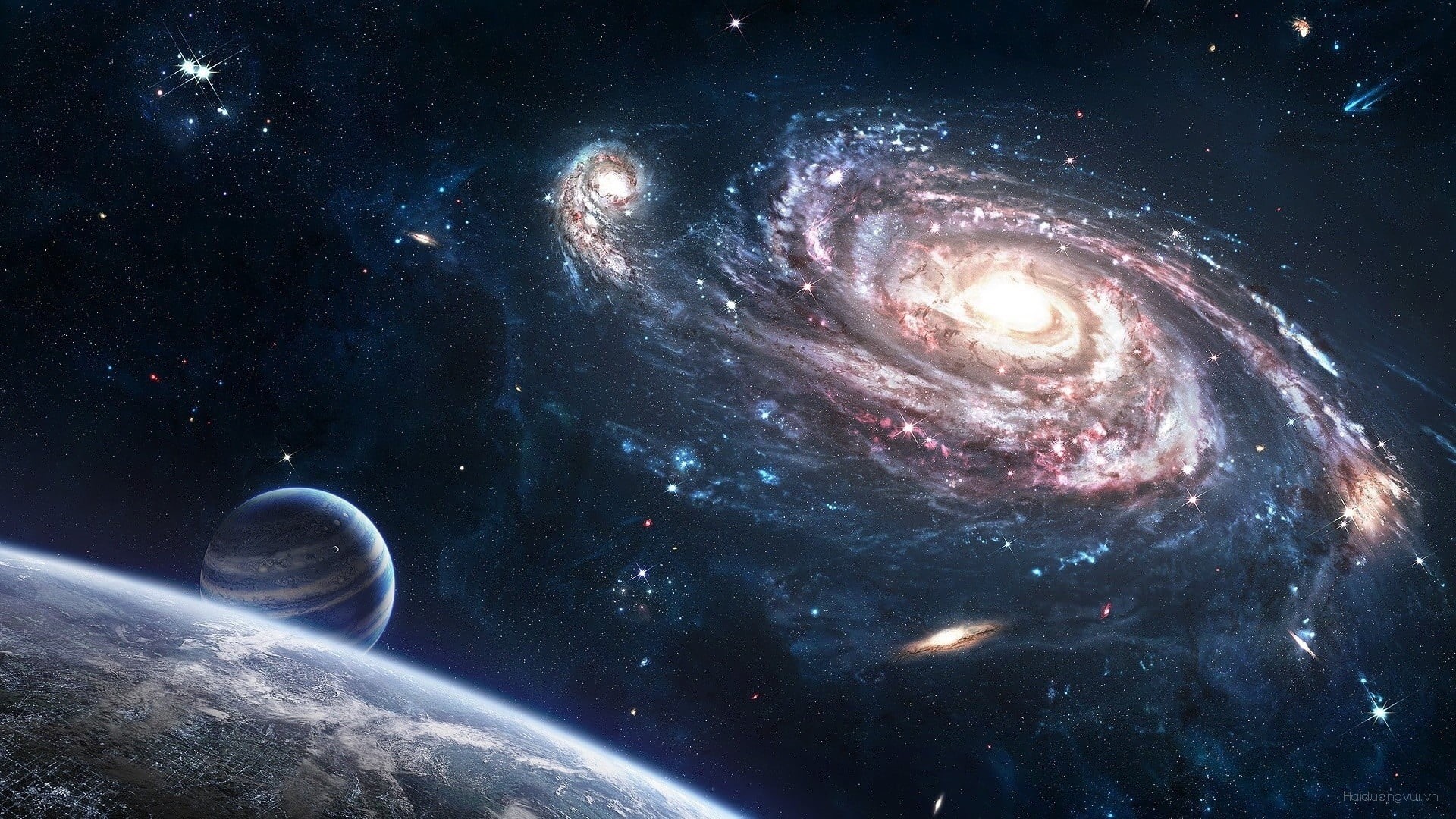 galaxy, glowing, stars, meteorology, nature, astronomy, planet earth, no people, planetary moon, satellite view, space, planet - space, orbiting, illuminated, HD Wallpaper