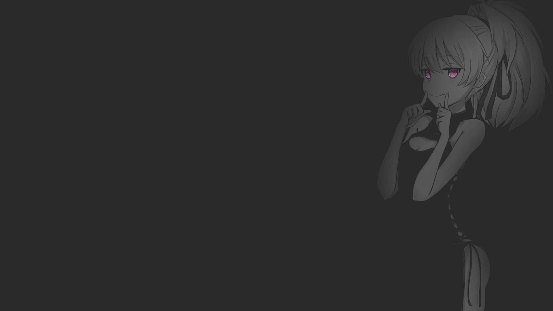 anime girls, monochrome, dark background, Darker than Black, illustration, anime, manga, 1080P, fan art, selective coloring, minimalism, HD Wallpaper
