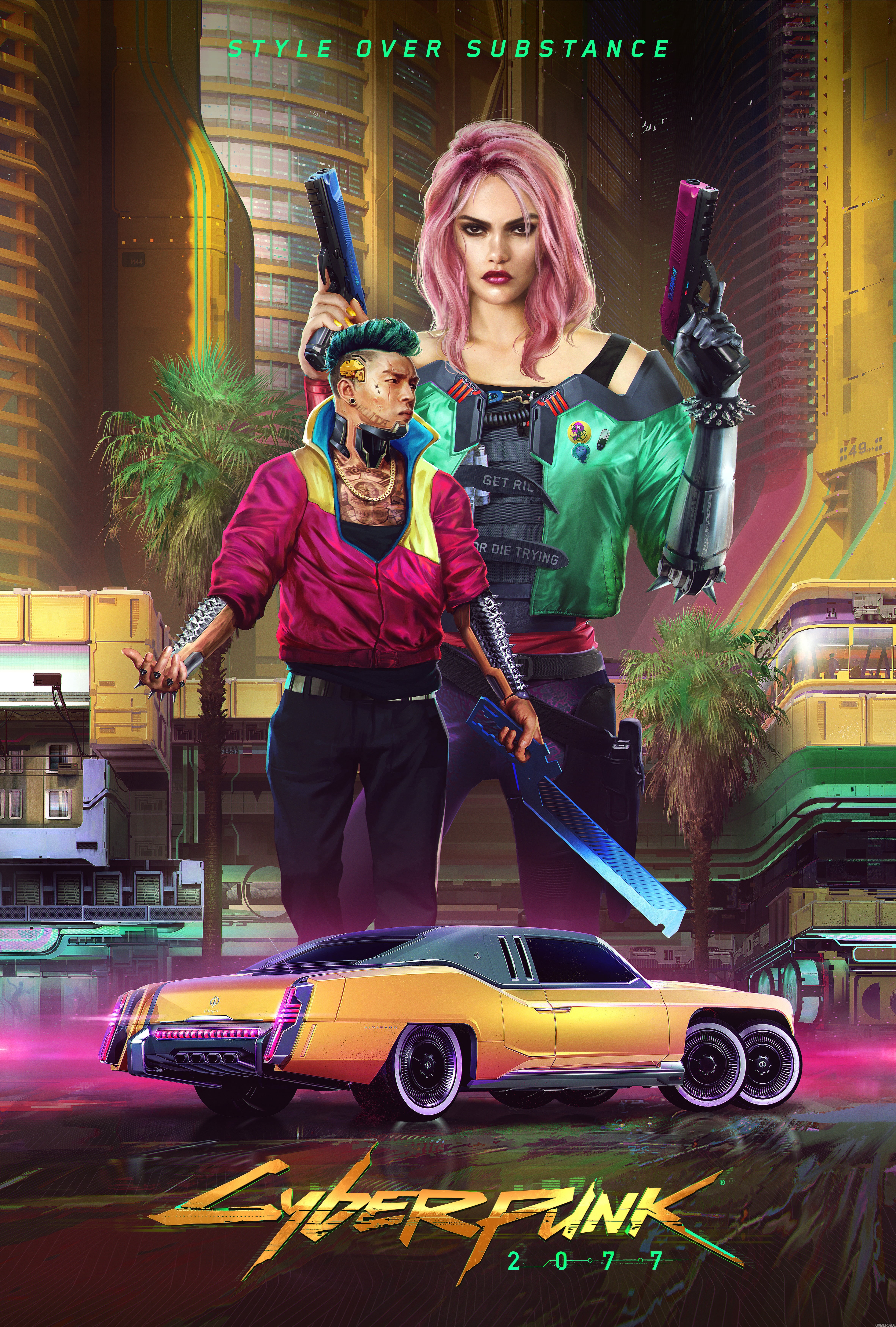 digital art, video games, CD Projekt RED, 5K, car, Cyberpunk 2077, gun, cyberpunk, Phone HD Wallpaper
