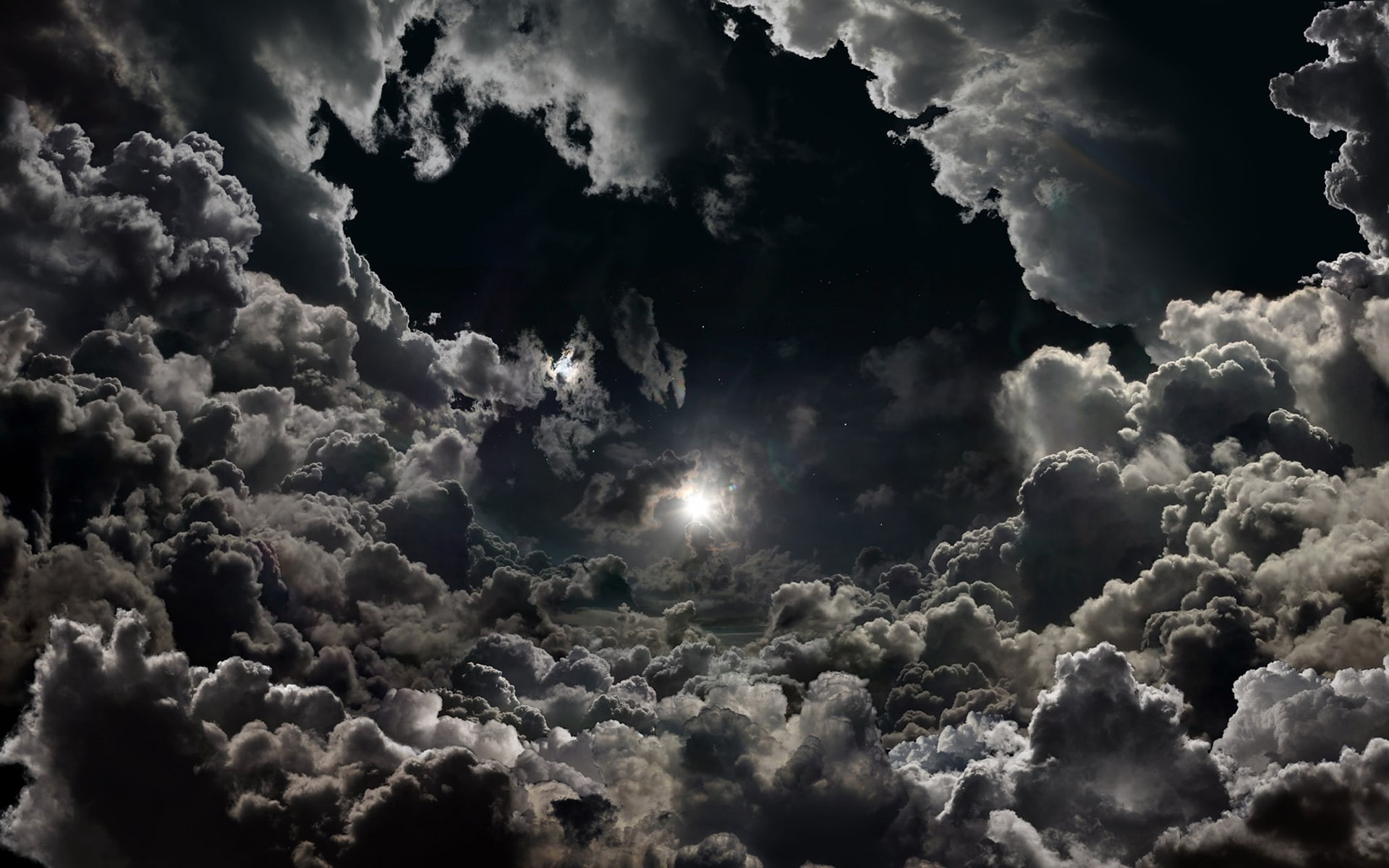 hd, stars, sky, moonlight, night, nature, clouds, 1080P, HD Wallpaper