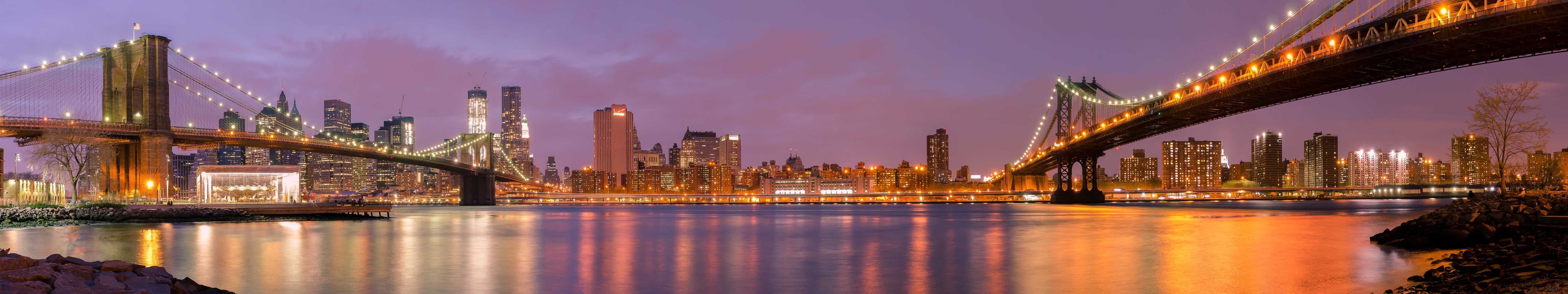 North America, multiple display, city lights, financial district, panorama, night, reflection, travel destinations, architecture, no people, building exterior, HD Wallpaper