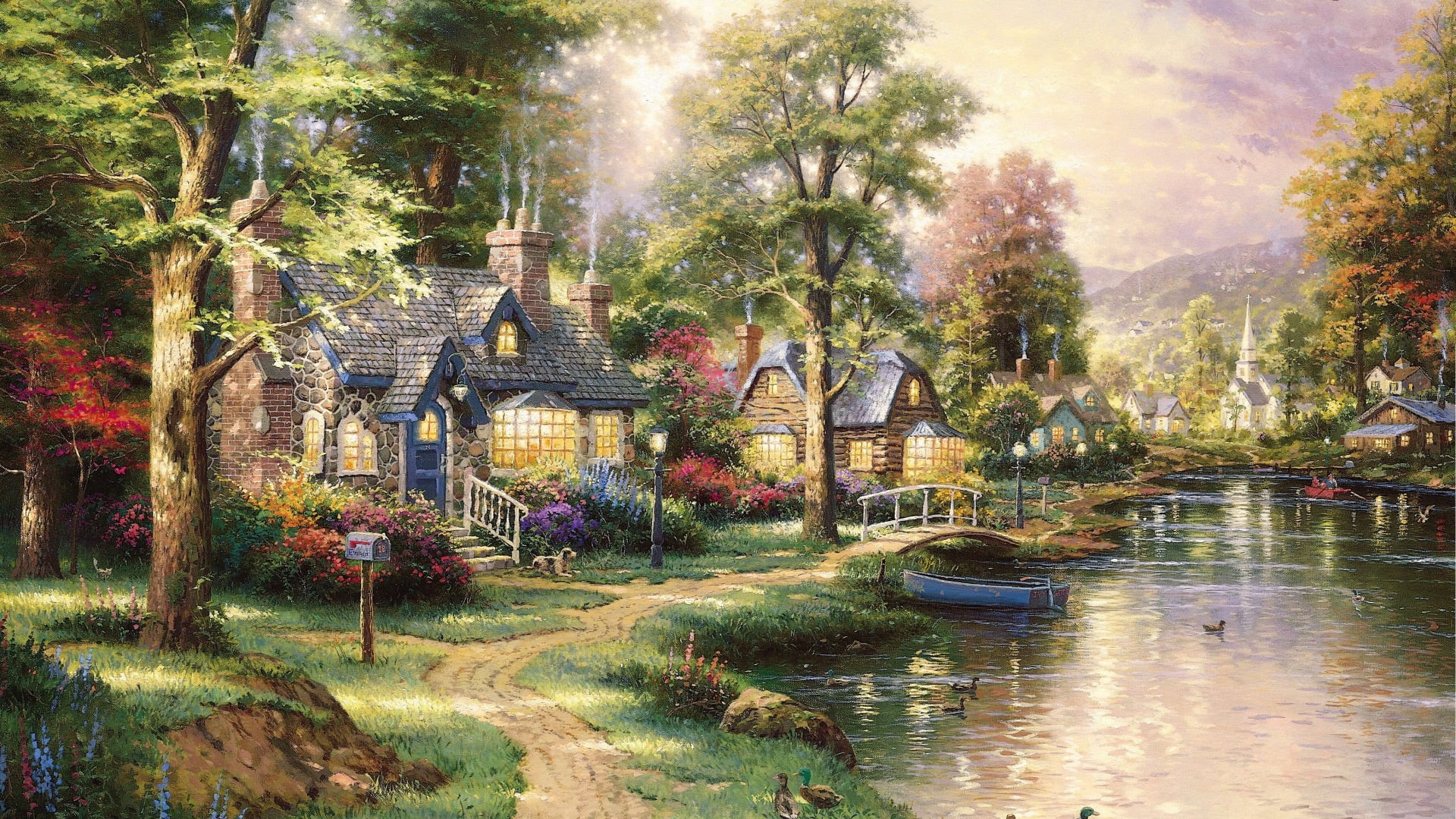 building Exterior, ornamental Garden, urban Scene, architecture, place of worship, river, history, belief, beside, old, painting, path, no people, religion, HD Wallpaper