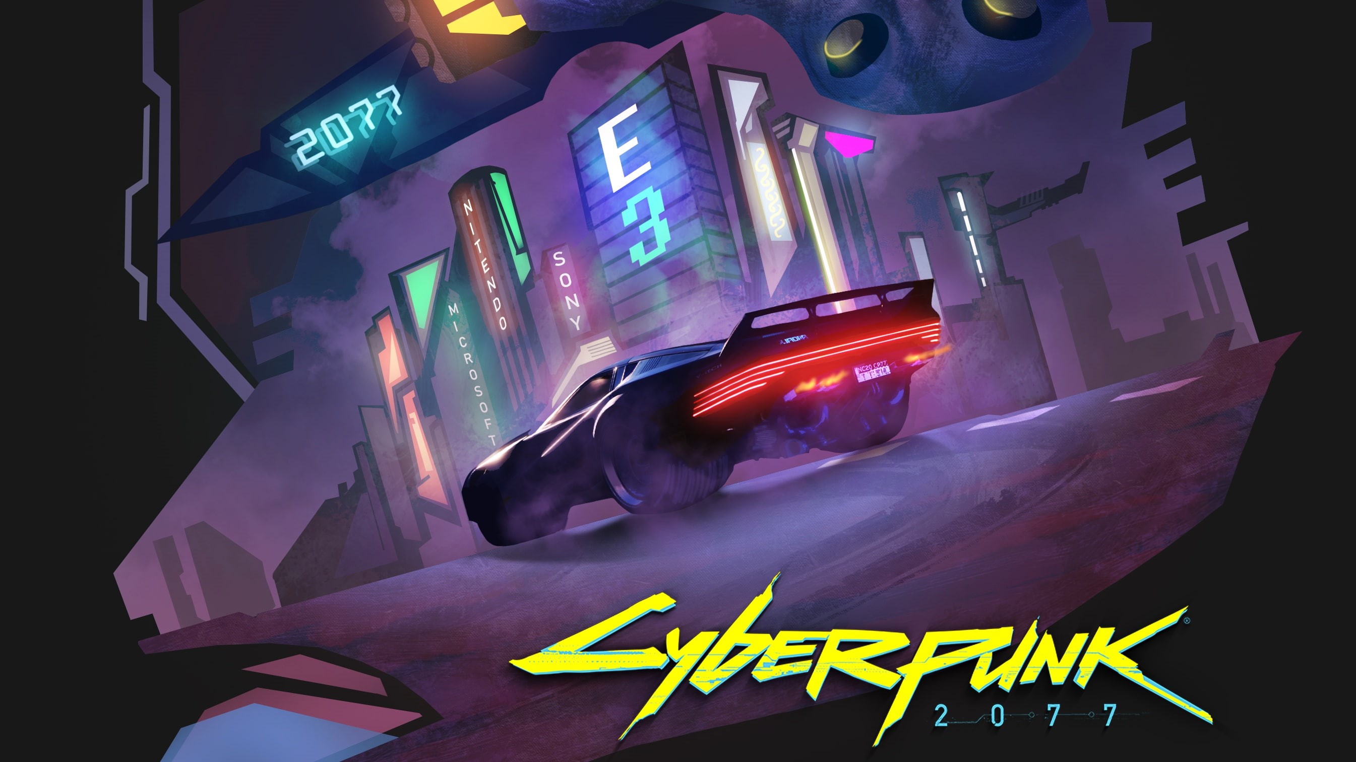 2K, Machine, Cyberpunk, Video game, Art, Cyberpunk 2077, CD Projekt RED, 2077, Neon, The city, The game, HD Wallpaper