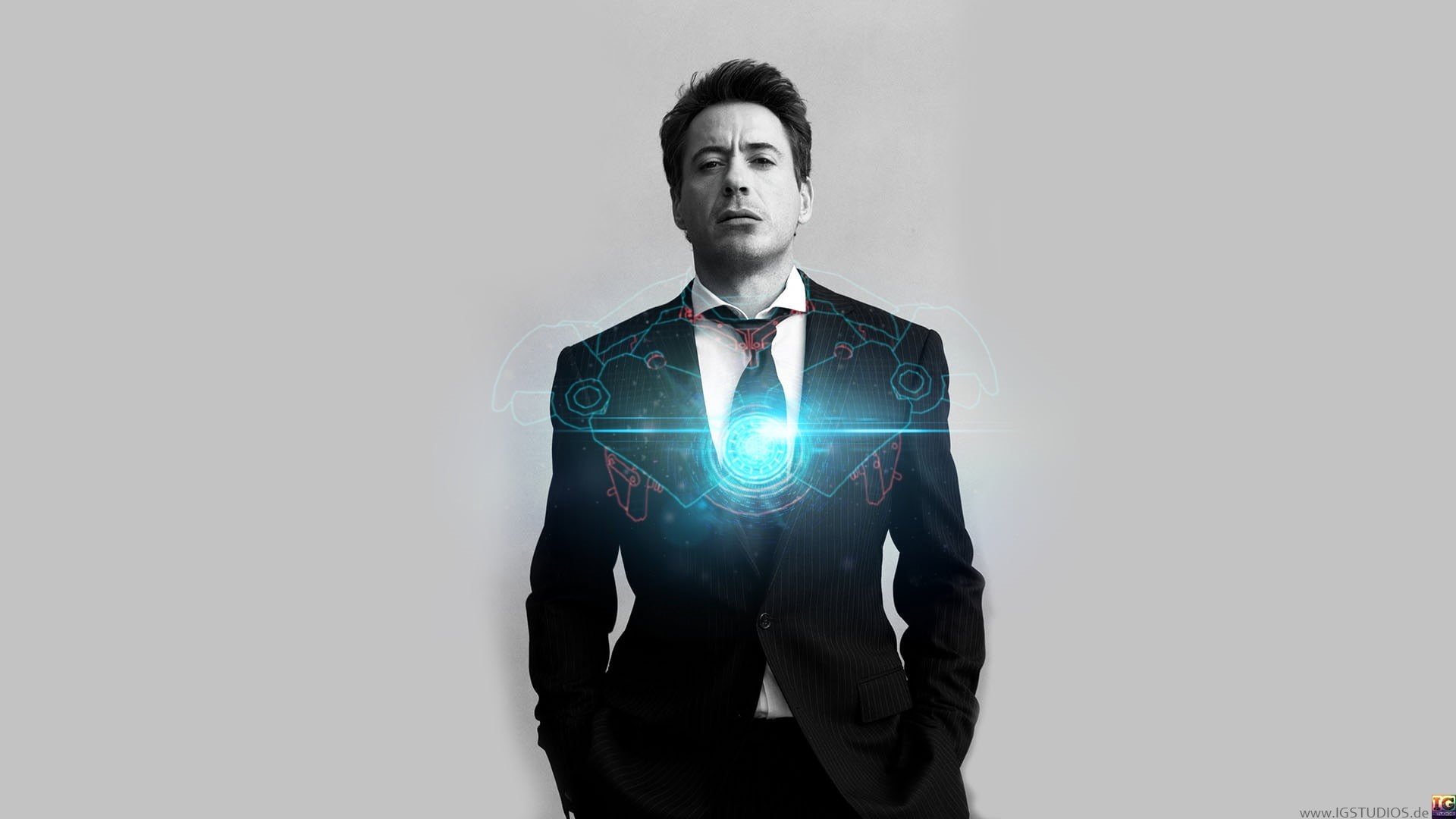 man, Tony Stark, suit, technology, men, portrait, males, businessman, cyan, adult, business person, iron, well-dressed, indoors, Iron Man, Robert Downey Jr., HD Wallpaper