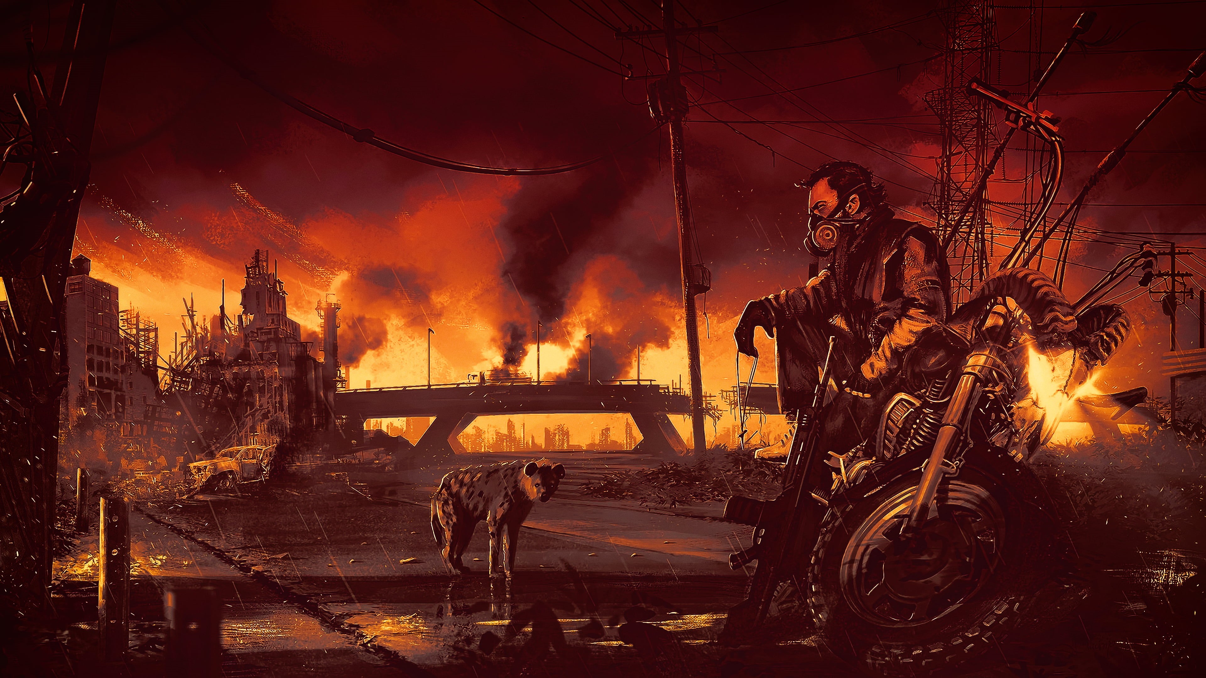 burning, nature, night, concept art, communication, architecture, motion, game, fire, cityscape, firefighter, fire - natural phenomenon, headwear, sport, HD Wallpaper