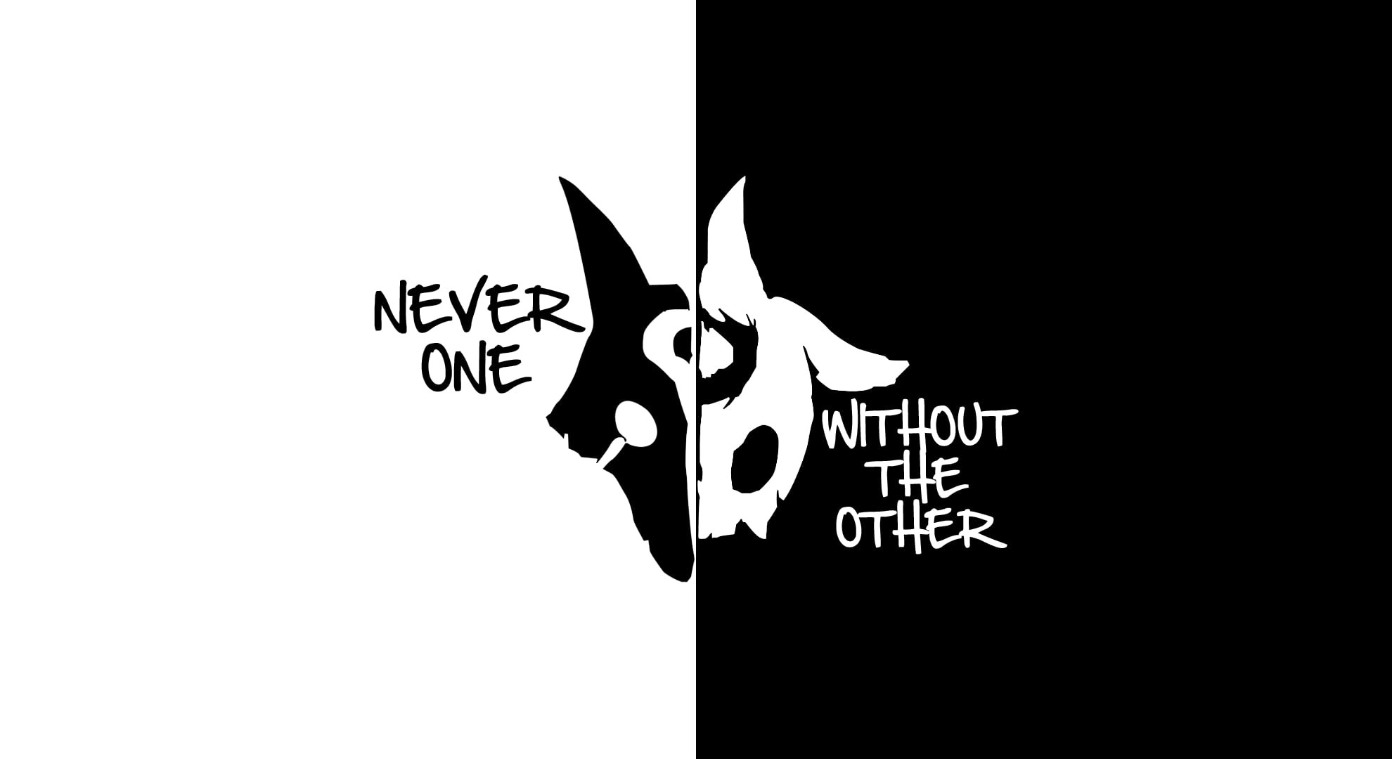 animal representation, Kindred (League of Legends), mask, animal, domestic animals, label, text, white background, mammal, monochrome, silhouette, computer Graphic, HD Wallpaper