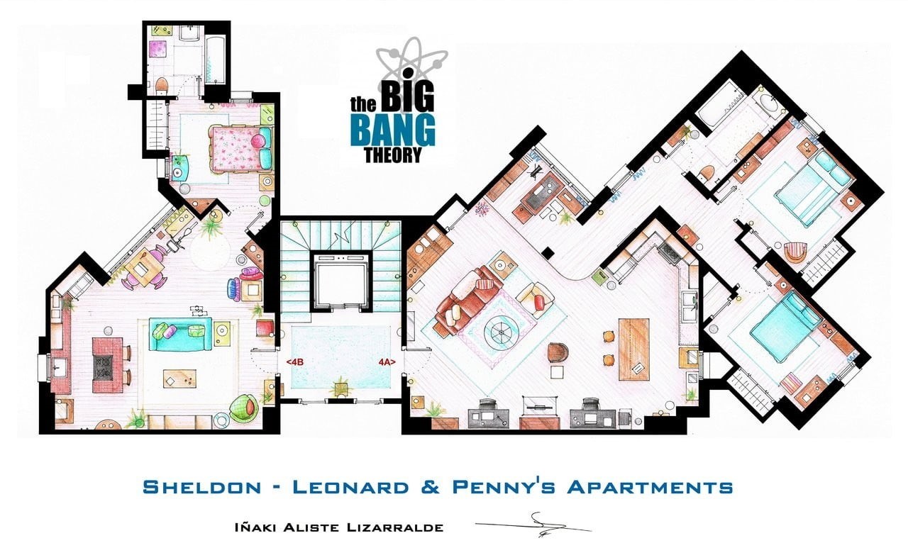 day, big, paper, directly above, built structure, floor, outdoors, communication, western script, 720P, text, plan, architecture, The Big Bang Theory, HD Wallpaper