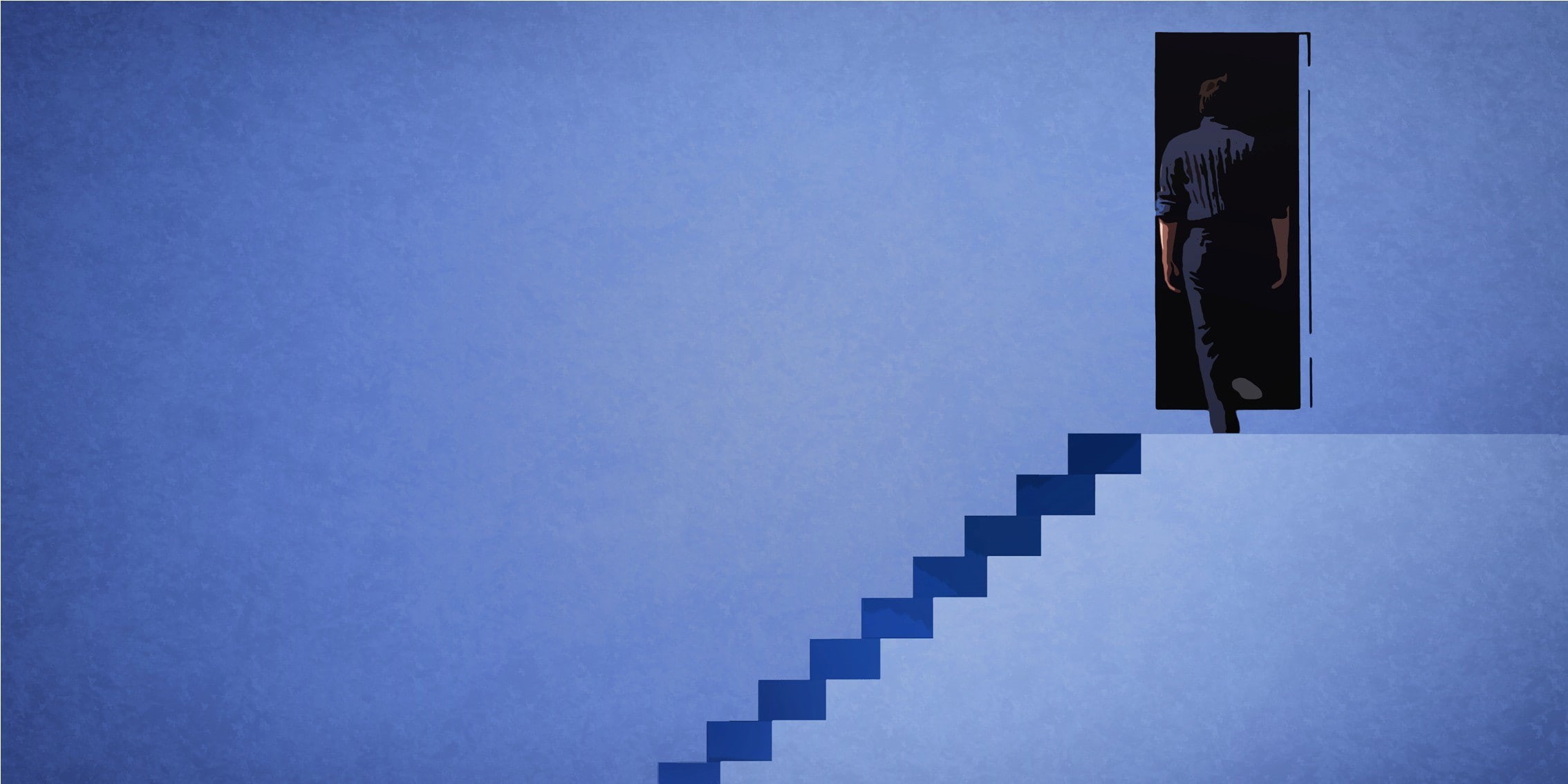 The Truman Show, steps and staircases, Truman Burbank, blue background, architecture, choice, studio shot, colored background, still life, copy space, movies, HD Wallpaper