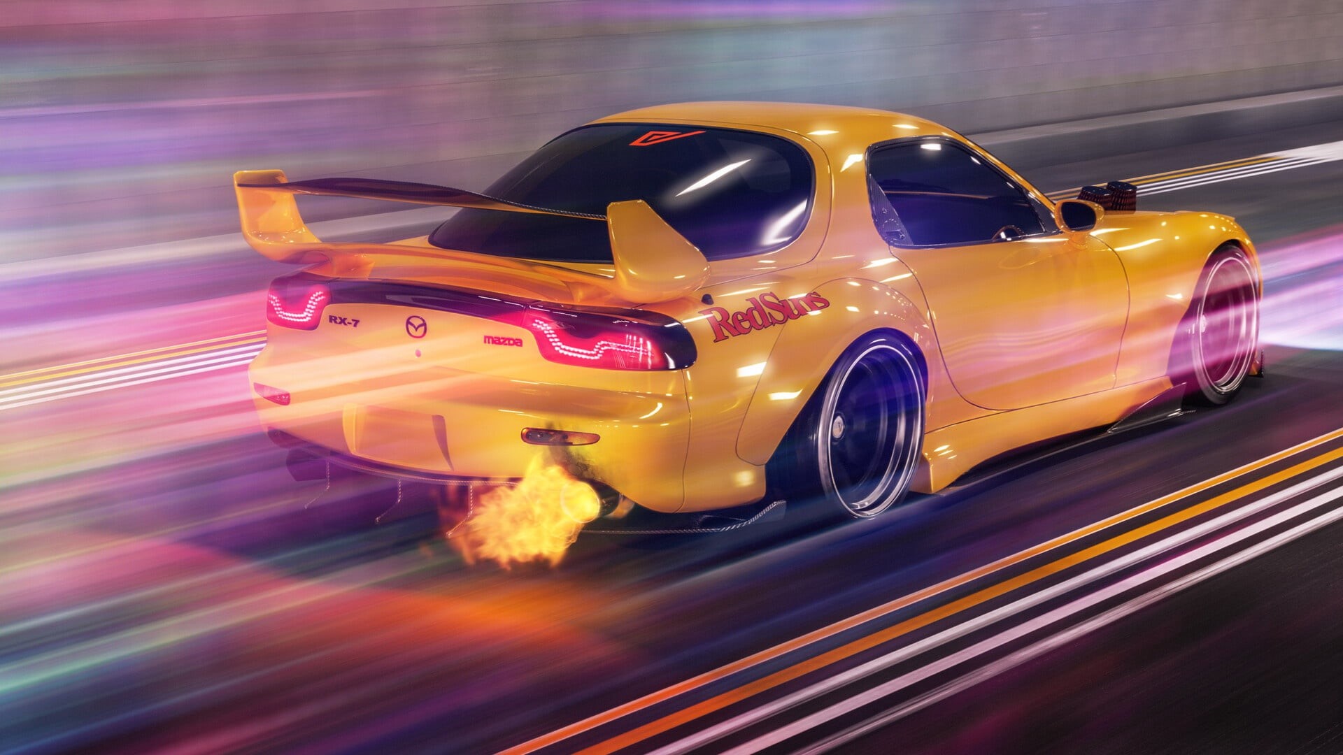 Mazda RX-7 FD, 1080P, vehicle, Initial D, yellow cars, car, Japanese cars, HD Wallpaper