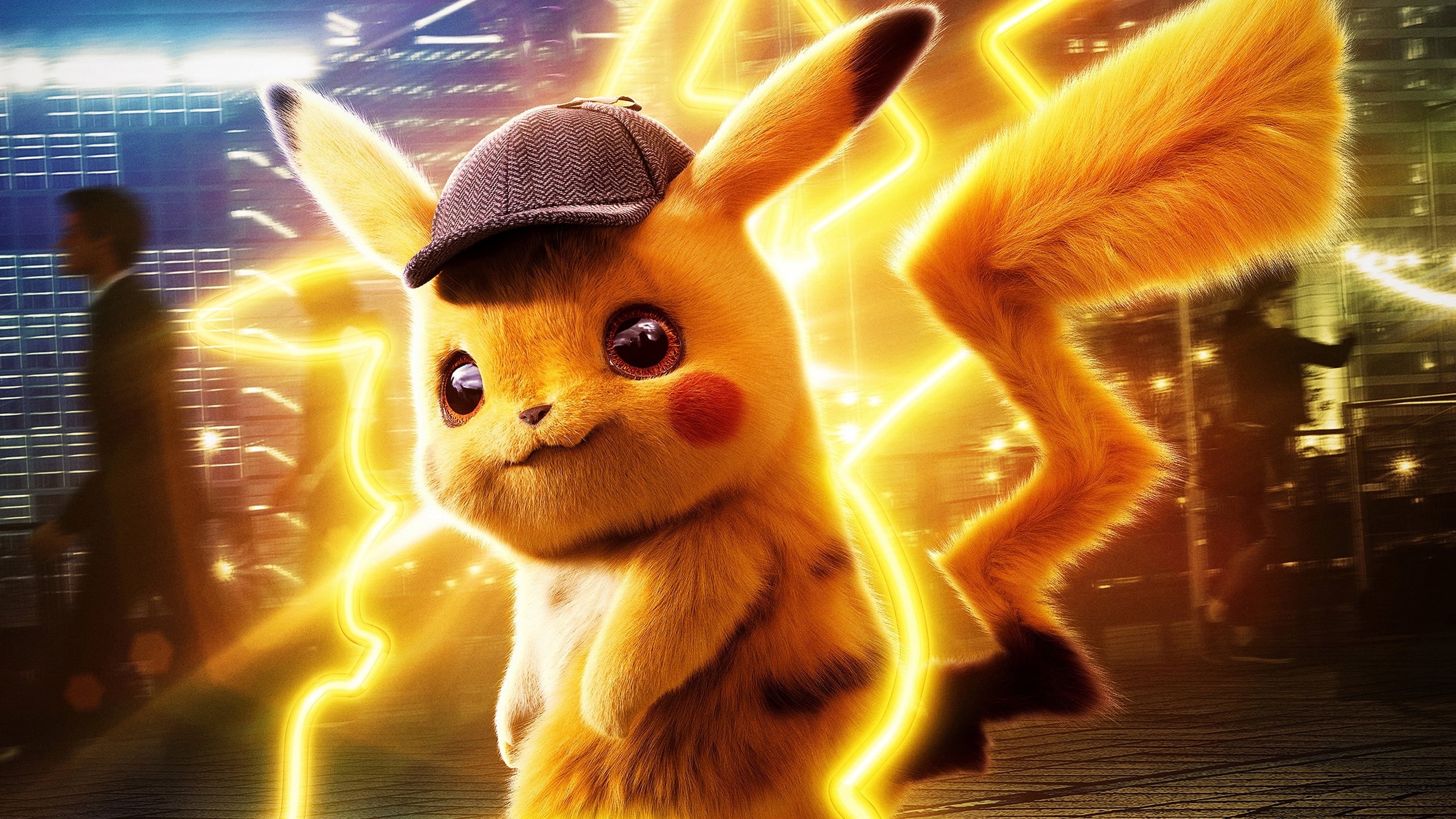 Pikachu, cap, Pokemon. Detective Pikachu, 2K, fiction, detective, Pokémon Detective Pikachu, yellow, HD Wallpaper