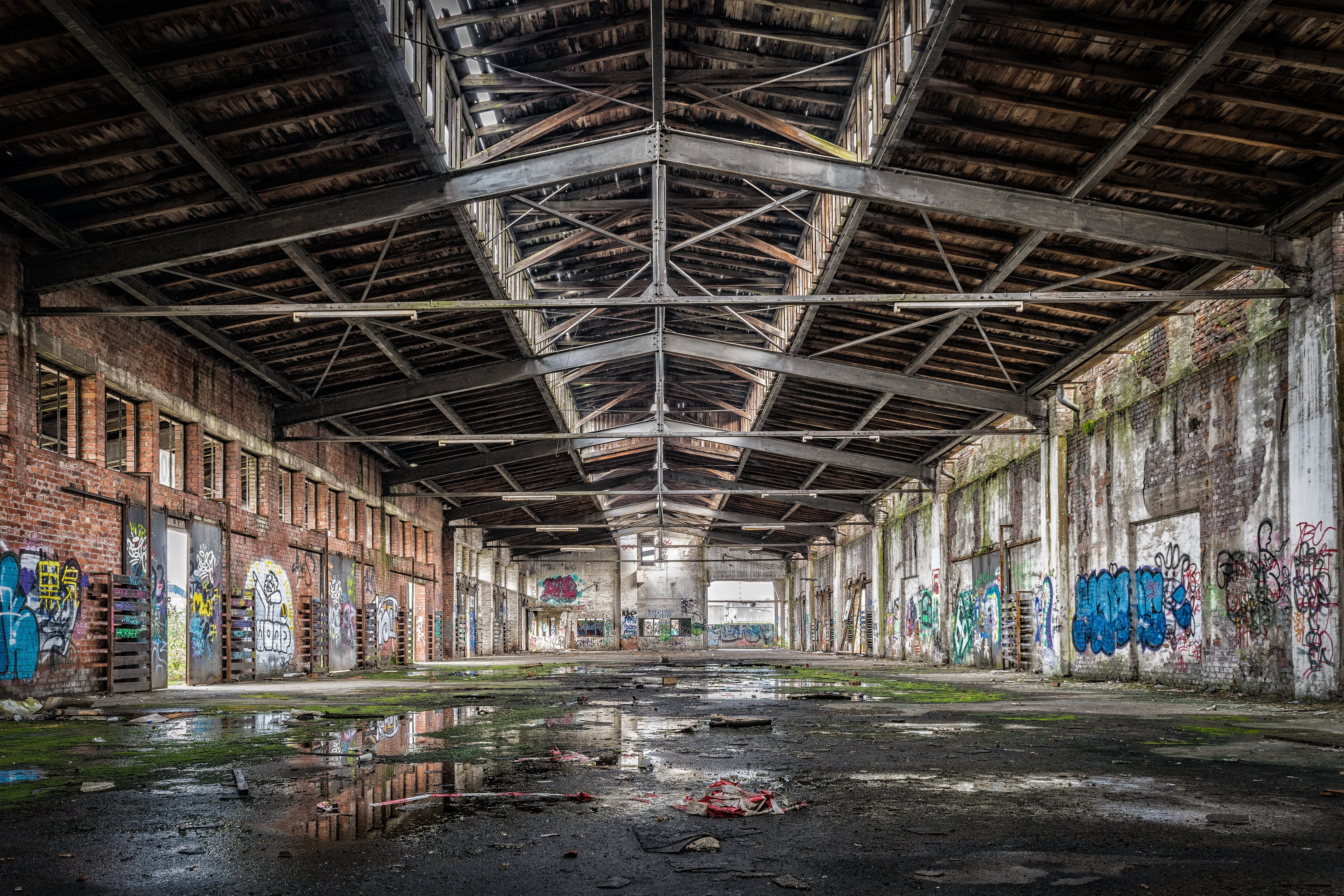 warehouse, deterioration, building, architecture, mirroring, old factory hall, break up, pforphoto, abandoned, domestic room, ruined, built structure, factory building, HD Wallpaper