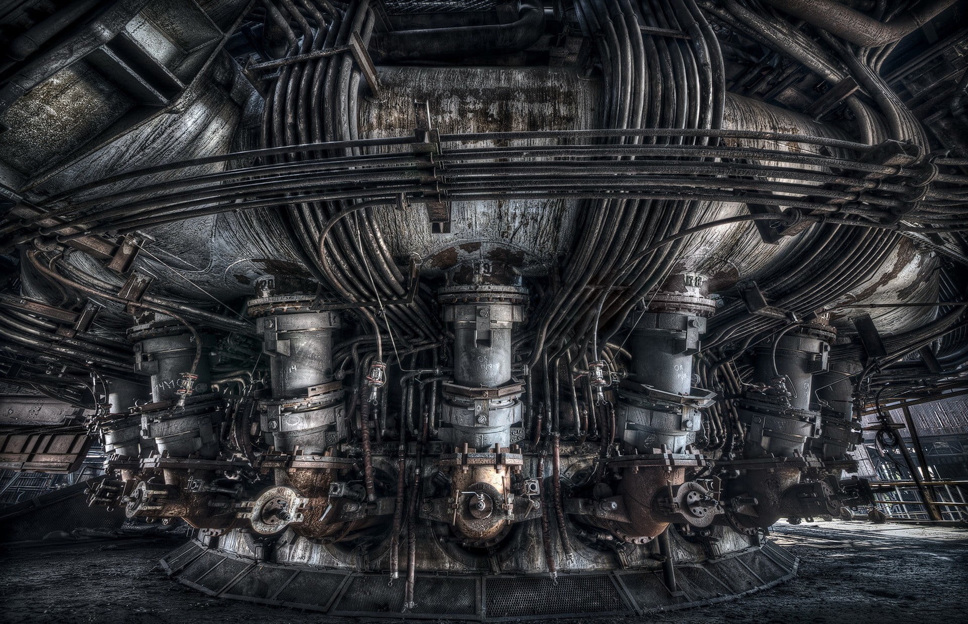 the past, machine, industrial equipment, pipe - tube, HDR, built structure, religion, machinery, indoors, pattern, place of worship, ceiling, history, building, HD Wallpaper
