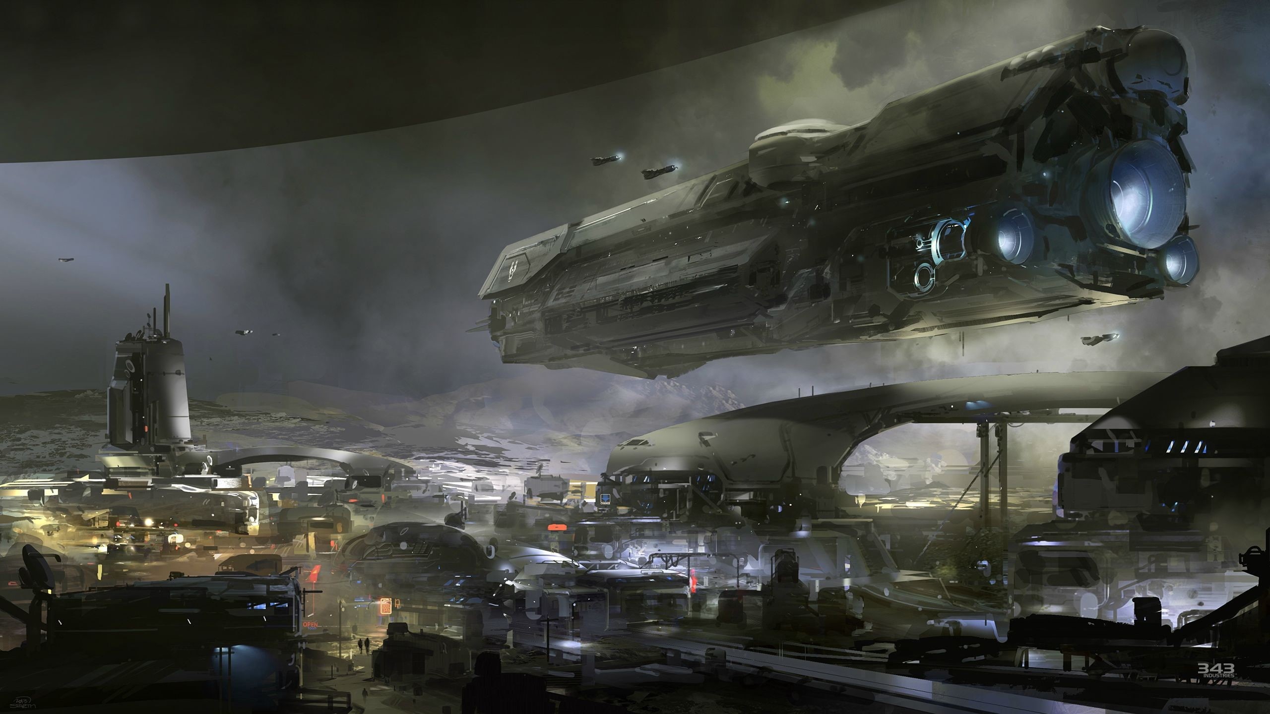 sci, Halo 5: Guardians, fi, indoors, no people, industry, architecture, nature, metal, machinery, UNSC Infinity, space, business, industrial equipment, HD Wallpaper