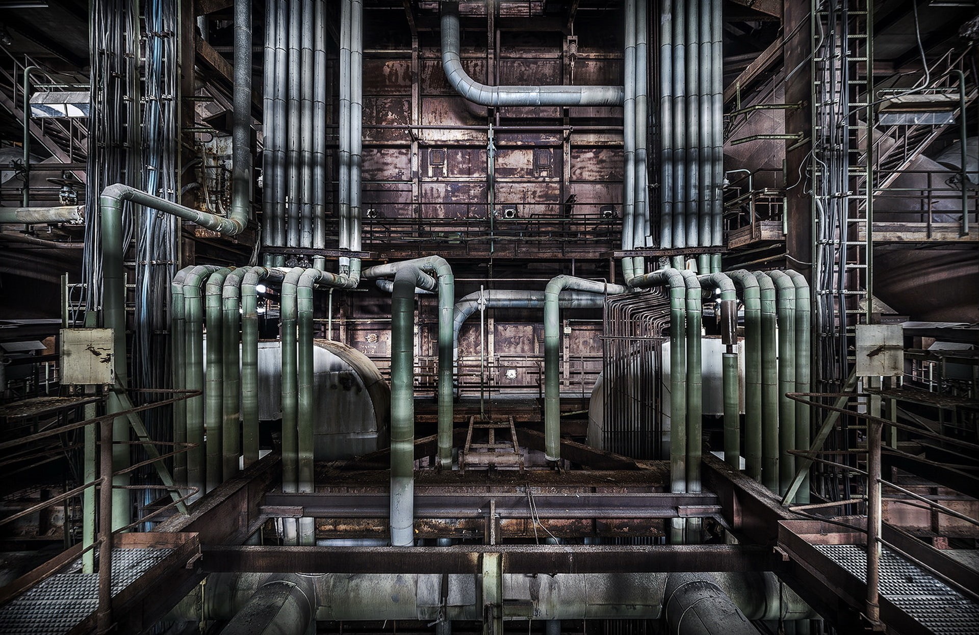 silver colored, metal industry, factory, no people, industrial equipment, connection, factories, food processing plant, technology, built structure, industry, HD Wallpaper