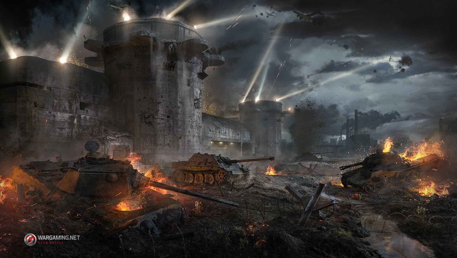architecture, World of Tanks, air pollution, industry, heat - temperature, fuel and power generation, accidents and disasters, night, smoke - physical structure, HD Wallpaper