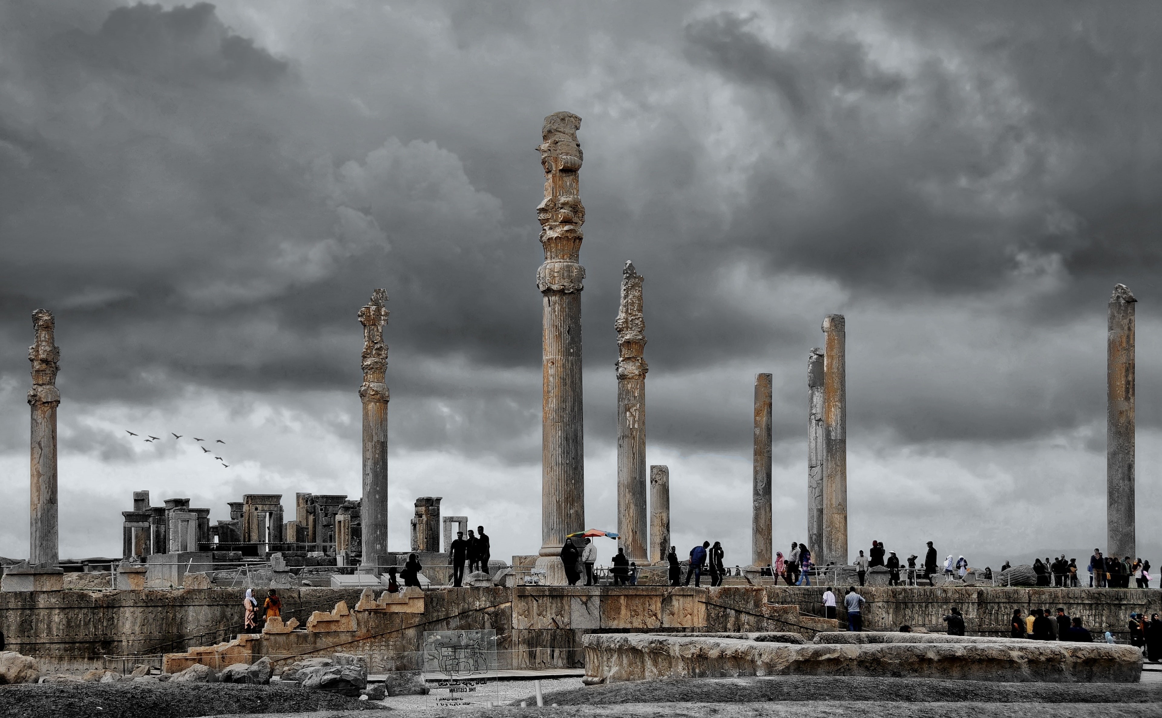 ruined, History, Asia, skyscraper, Stormy, City, 4K, architecture, building, no people, Clouds, the past, architectural column, outdoors, smoke stack, HD Wallpaper