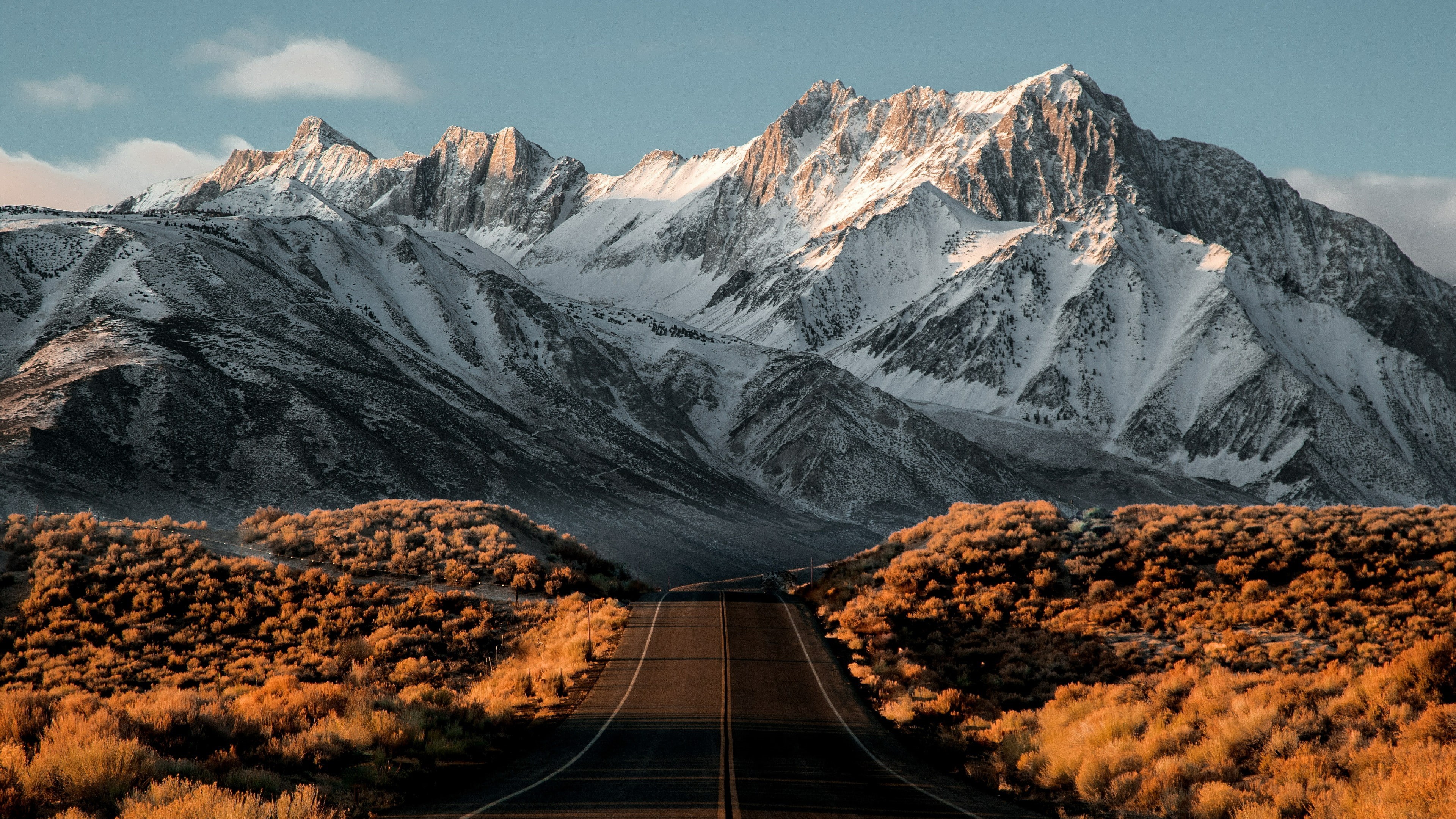 sky, mountain pass, mountain, morning, mountain range, summit, wilderness, snow, ridge, 4K, road, HD Wallpaper