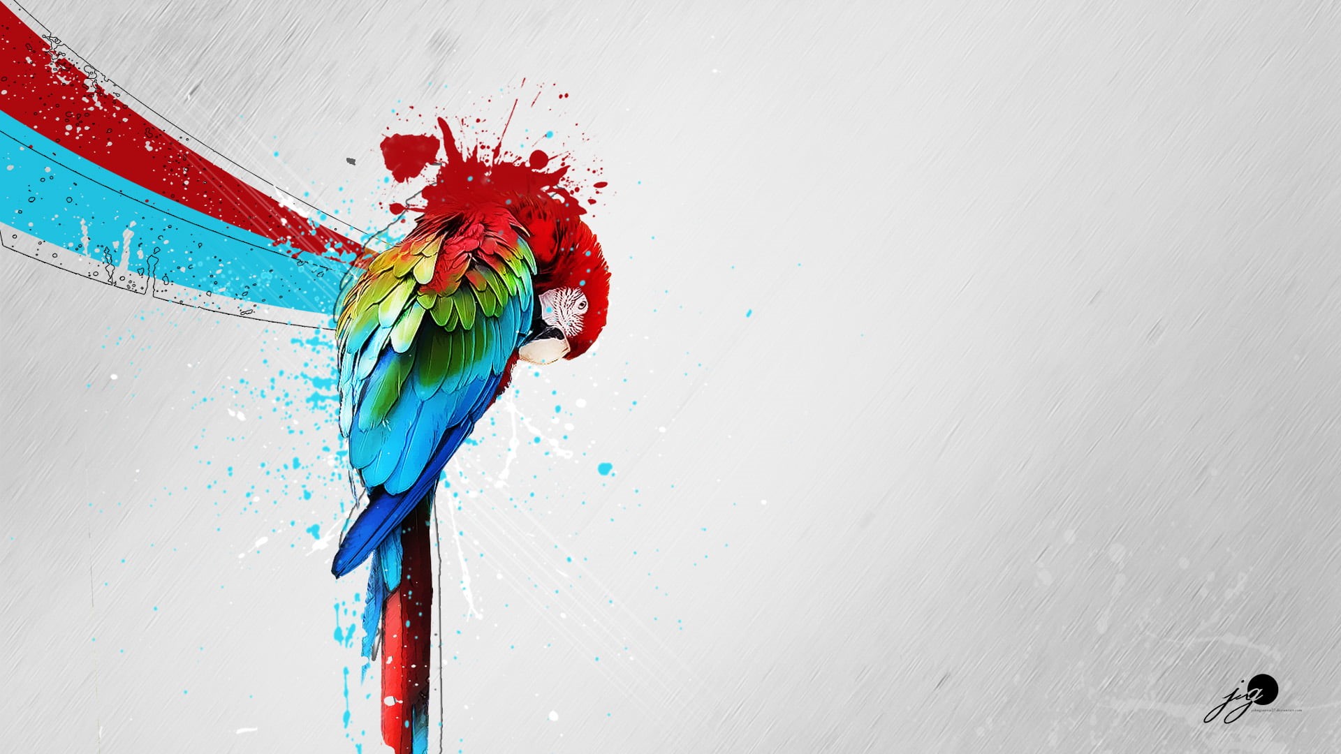 abstract, multi colored, painting, nature, bird, parrot, creativity, simple background, animal wildlife, indoors, blue, animal themes, no people, macaw, HD Wallpaper
