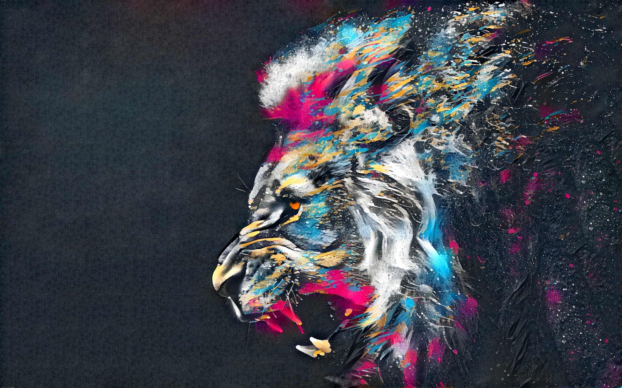 lion, gray, studio shot, creativity, art and craft, painting, digital composite, close-up, wildlife, textured, water, indoors, no people, gray background, HD Wallpaper