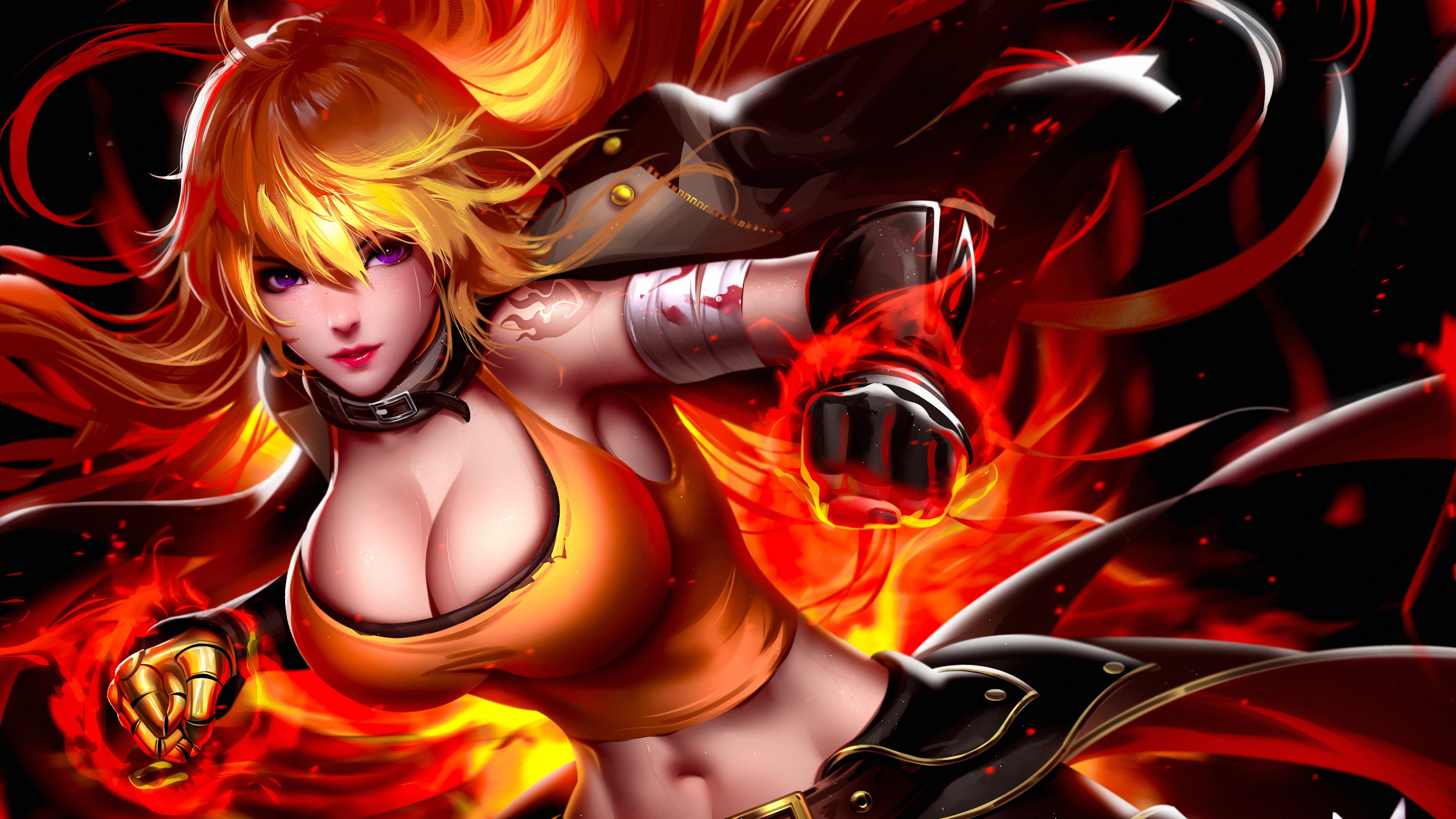anime girls, drawing, fantasy girl, 4K, anime, fan art, digital art, Yang Xiao Long, character design, RWBY, long hair, artwork, illustration, HD Wallpaper