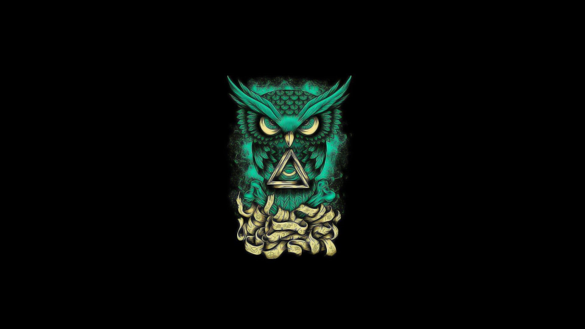 copy space, blue, animal themes, dark, animal representation, studio shot, animal head, representation, animal, mystery, triangle, illustration, 1080P, HD Wallpaper