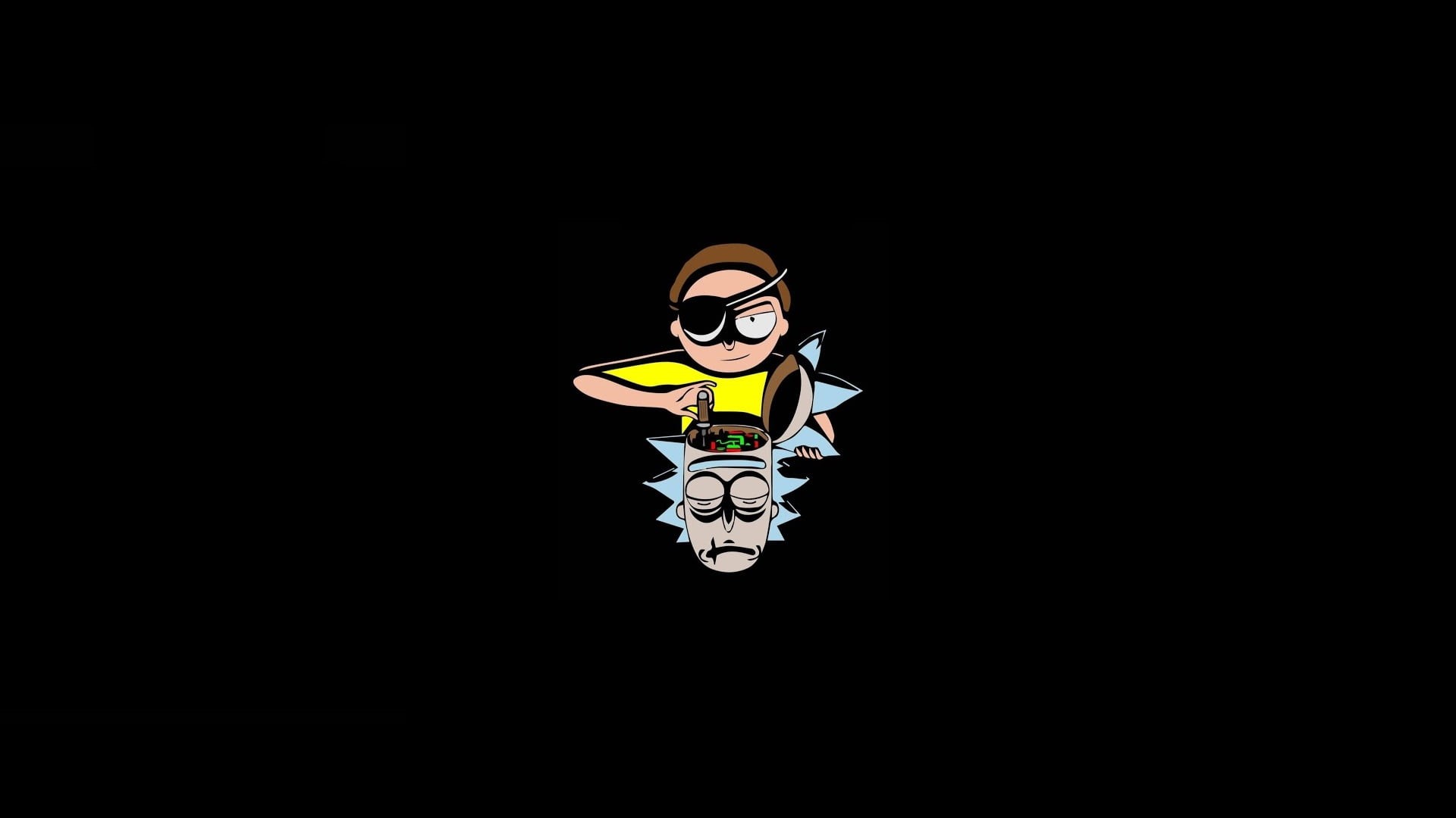 eyepatches, one person, Rick Sanchez, young adult, cartoon, eyeglasses, women, full length, 1080P, cut out, leisure activity, young women, clothing, black Color, HD Wallpaper