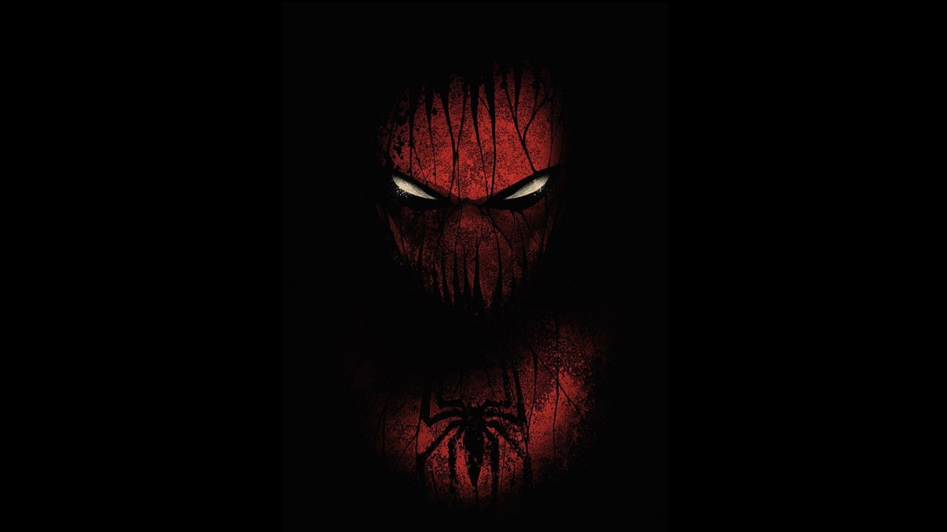 Marvel Comics, 1080P, simple, red, Spider-Man, dark, artwork, black background, HD Wallpaper