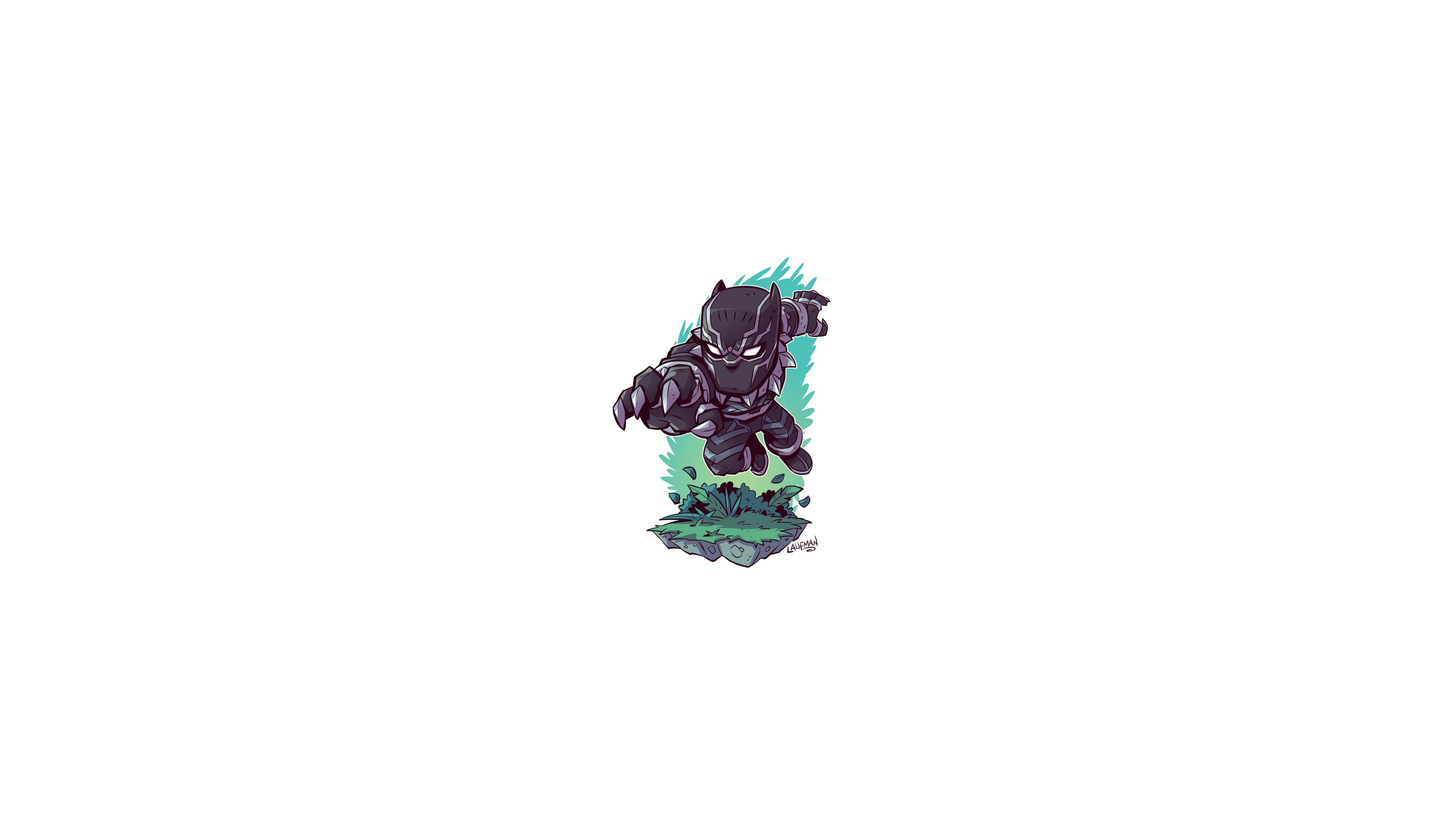 hero, minimalism, Derek Laufman, Marvel Cinematic Universe, Marvel Comics, MCU, Black Panther, superhero, Marvel Super Heroes, chibi, The Avengers, 4K, HD Wallpaper
