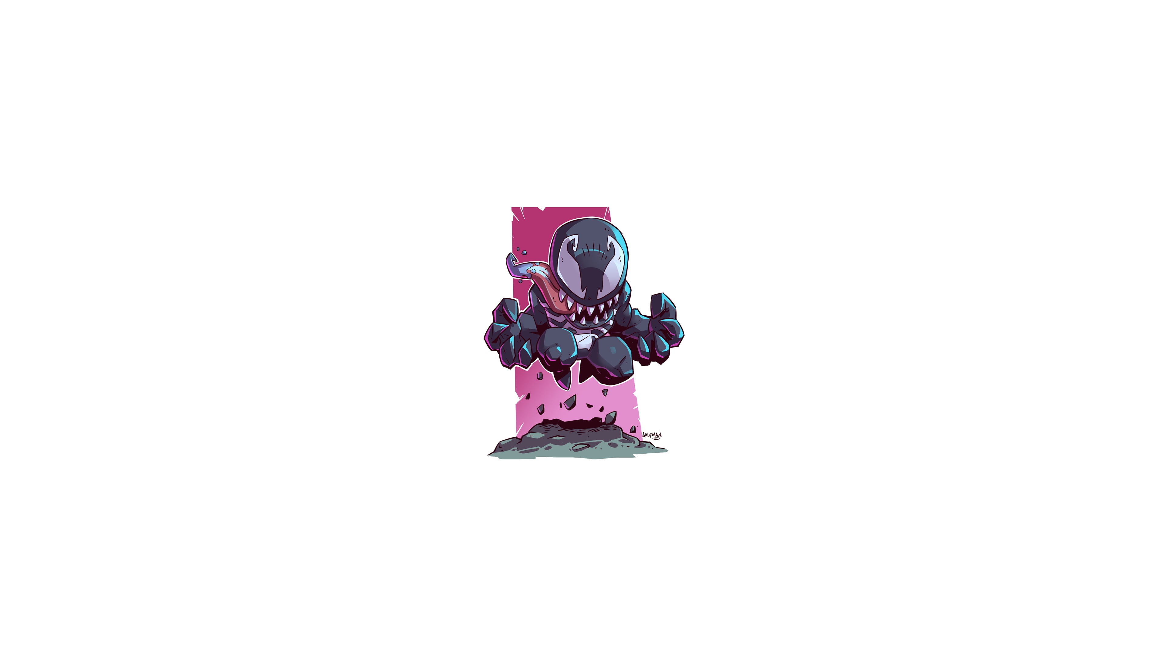 Marvel Comics, Derek Laufman, super villain, Venom, Marvel Heroes, Marvel Super Heroes, minimalism, chibi, 4K, HD Wallpaper