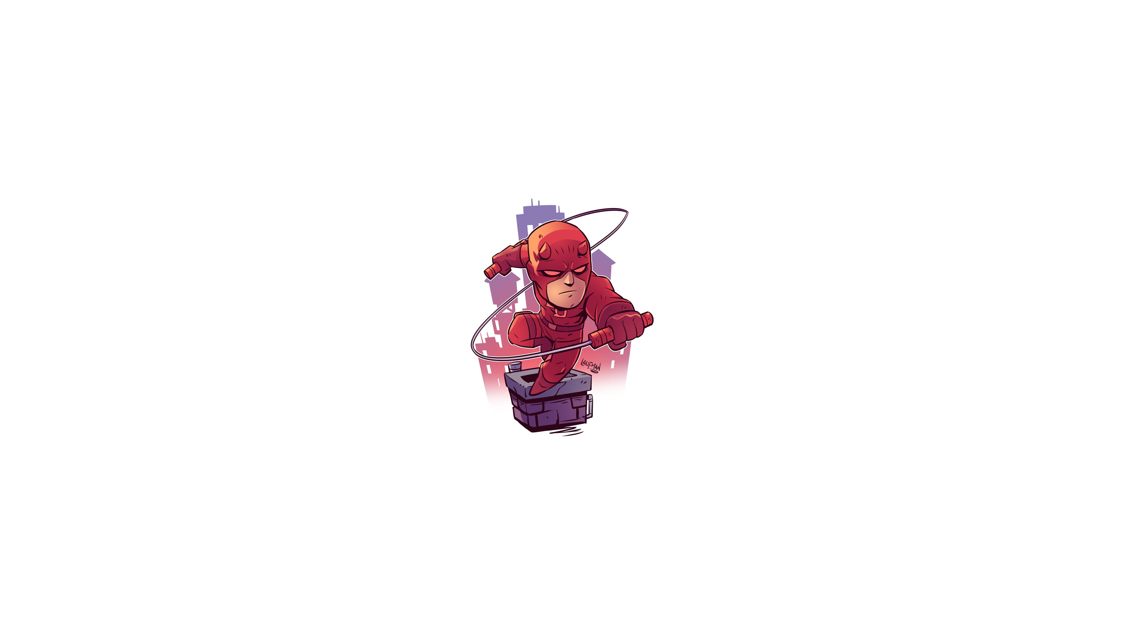 Marvel Heroes, superhero, hero, minimalism, 4K, Marvel Cinematic Universe, Defenders, Daredevil, The Devil of Hells Kitchen, chibi, MCU, Marvel Super Heroes, HD Wallpaper