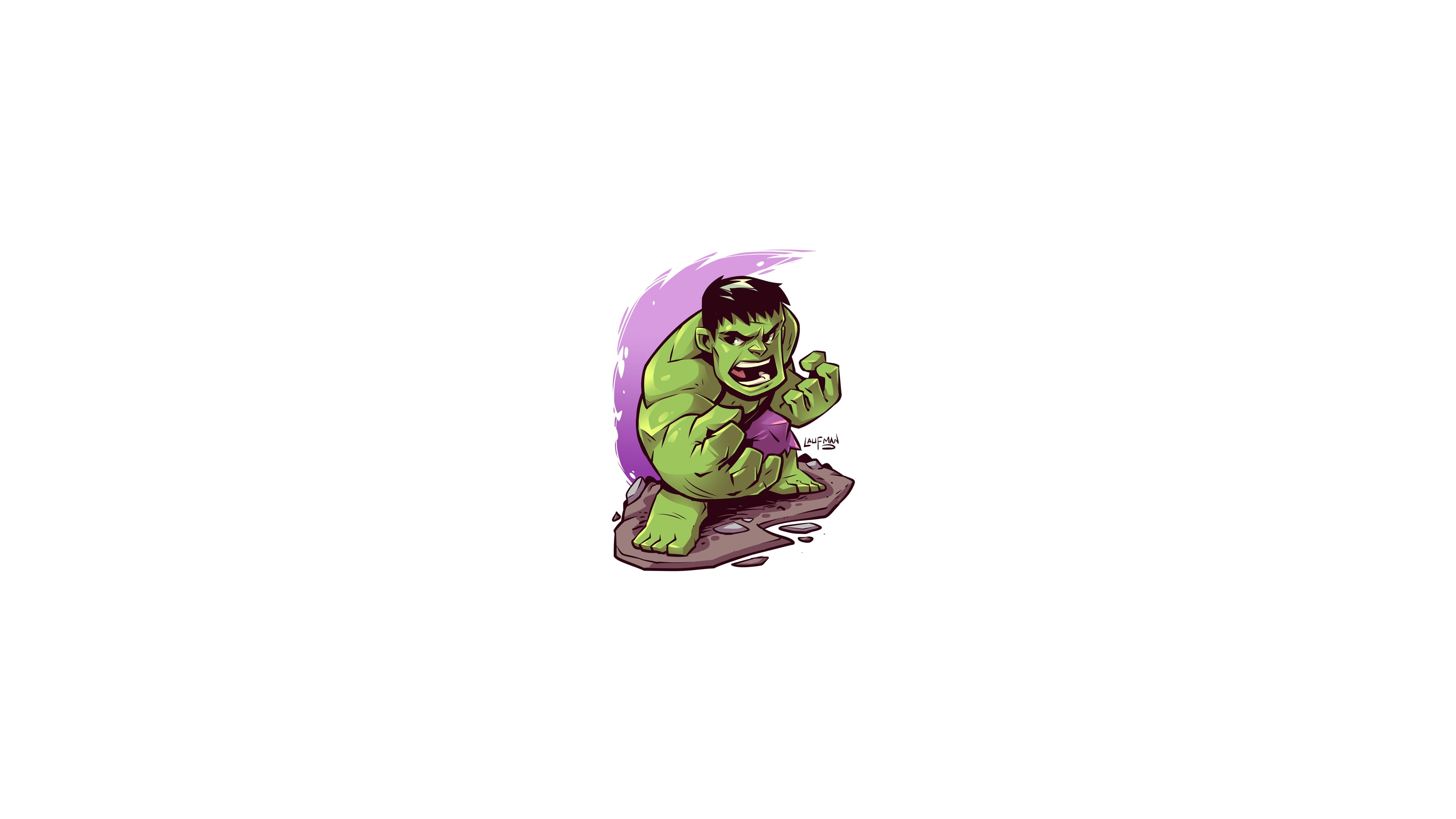 chibi, minimalism, Marvel Super Heroes, Marvel Comics, Marvel Cinematic Universe, Hulk, 4K, MCU, Marvel Heroes, The Avengers, HD Wallpaper