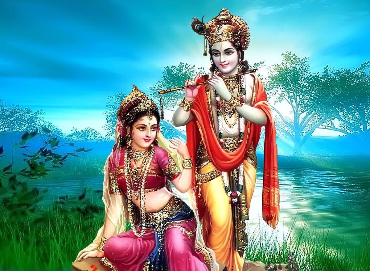 flute, 480P, outdoors, Lord Krishna, beautiful woman, looking at camera, real people, hindu, shree, young adult, adult, smiling, lifestyles, beauty, young women, HD Wallpaper