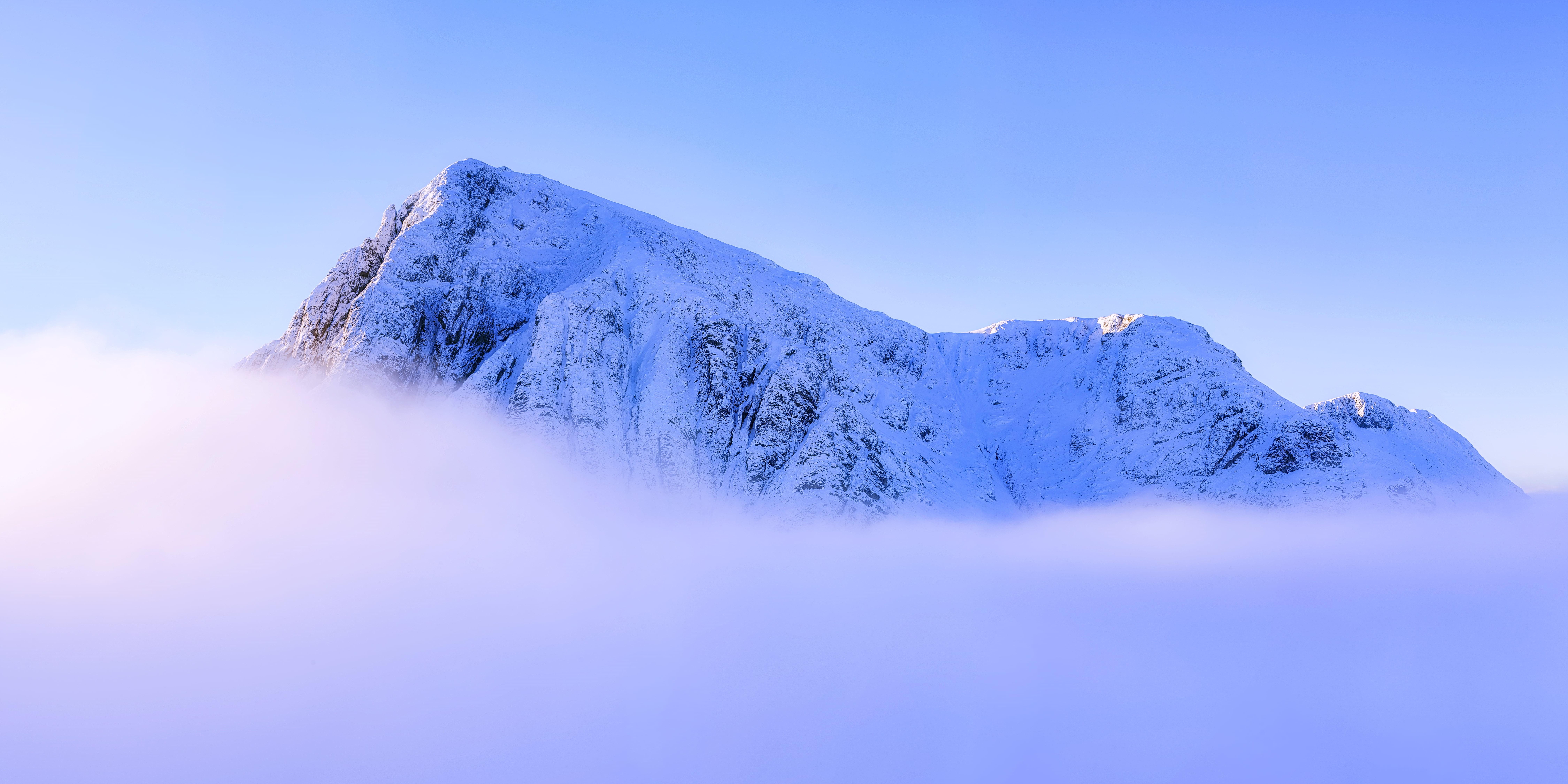 USM, mountain summit, Mountains, Scotland, blue, outdoors, landscape photography, snow, mist, cold - Temperature, clear, Dawn, sky, II, Buachaille Etive Mor, HD Wallpaper