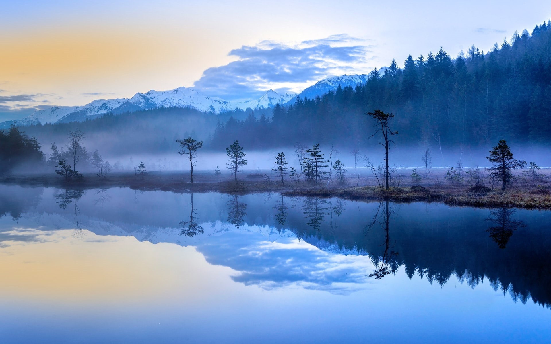 green, mountain, scenics - nature, non-urban scene, cloud - sky, mountains, no people, nature, reflection, sky, landscape, waterfront, tranquility, tranquil scene, HD Wallpaper