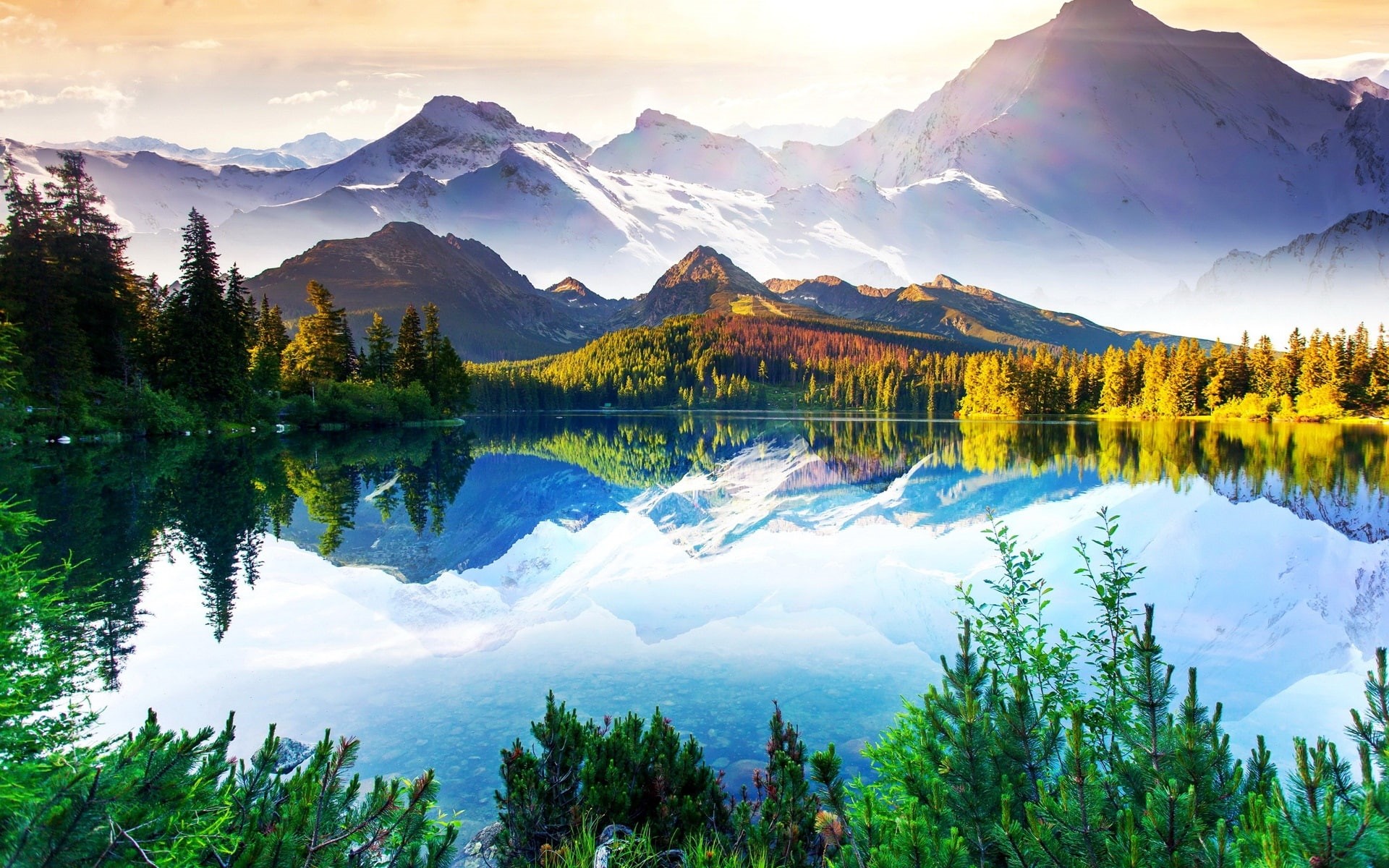Clouds, Nature, Beautiful, Sky, Mountains, Lake, Reflection, Landscape, 1080P, Trees, Water, HD Wallpaper