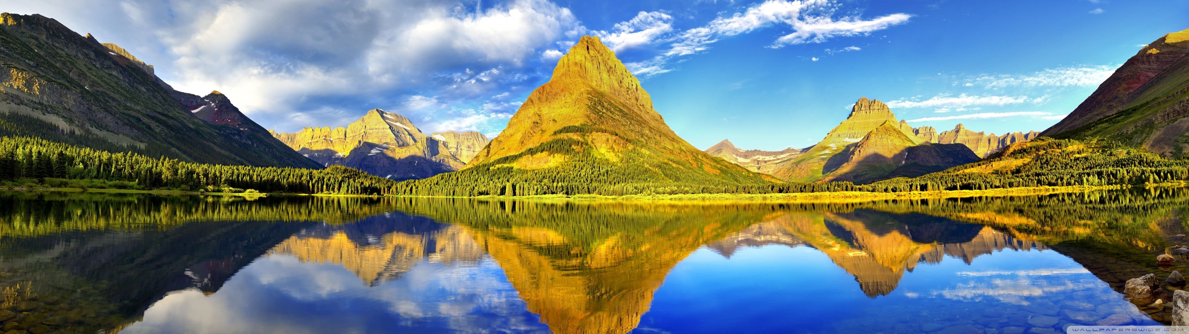 scenics - nature, panoramic, mountain range, nature, body, cloud - sky, lake, brown, 4K, reflection, water, no people, rock, mountains, travel destinations, HD Wallpaper