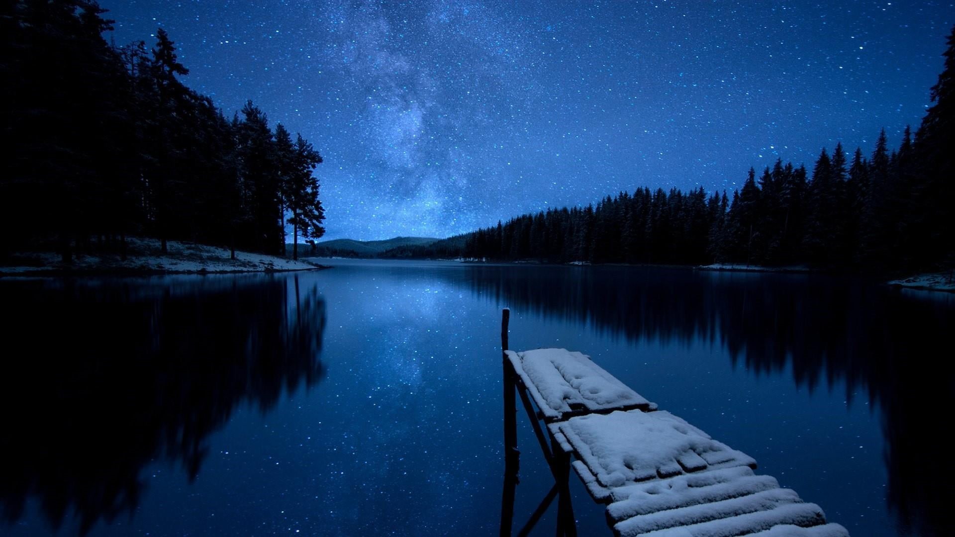nature, lake, reflection, snow, constellation, water, space and astronomy, calm, winter, landscape, milky way, scenics - nature, space, no people, starry night, HD Wallpaper