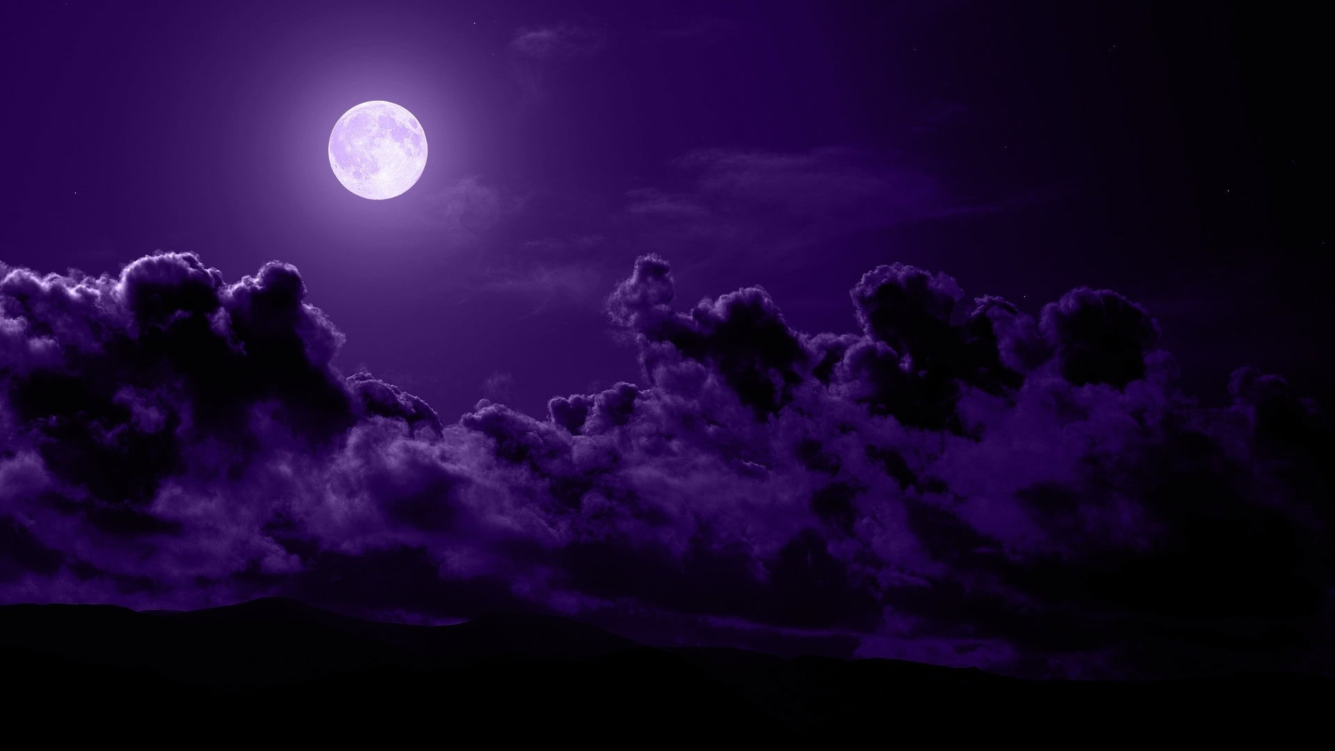 astronomy, dramatic sky, deep, environment, 1080P, abstract, mountains, star - Space, moonlight, nature, glowing, outdoors, dark blue, full moon, backgrounds, HD Wallpaper