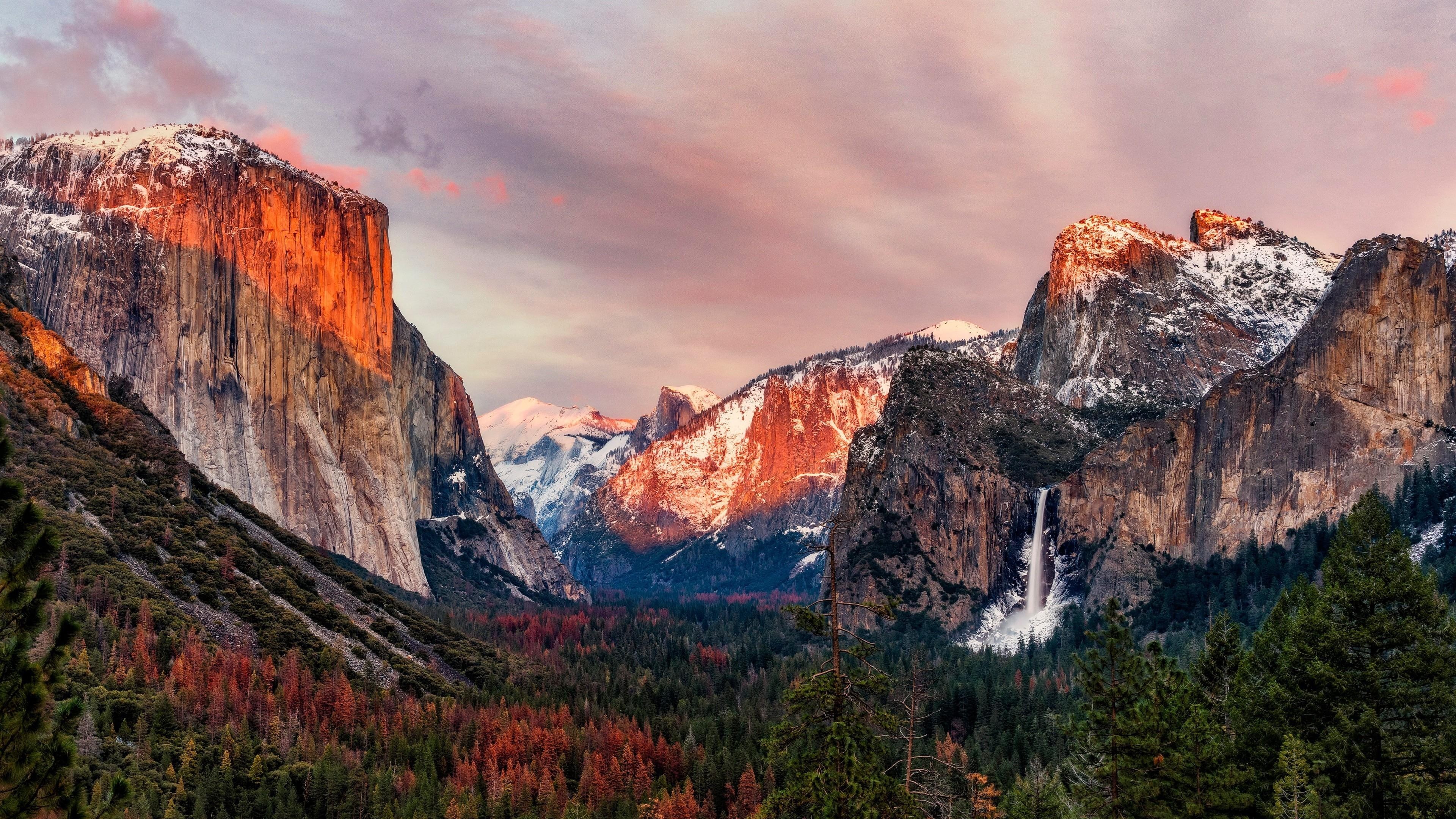 yosemite, national park, california, usa, valley, tunnel view, united states, capitan, forest, 4K, yosemite national park, sunset, cathedral rocks, mountains, HD Wallpaper