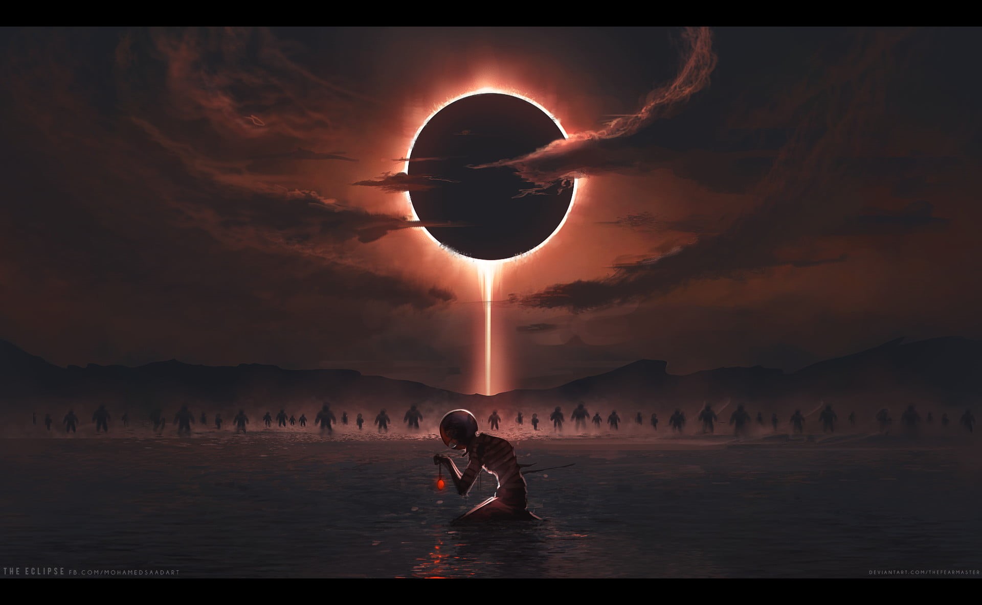 Berserk, Black Swordsman, watermarked, 1080P, solar eclipse, Griffith, Behelit, demon, HD Wallpaper