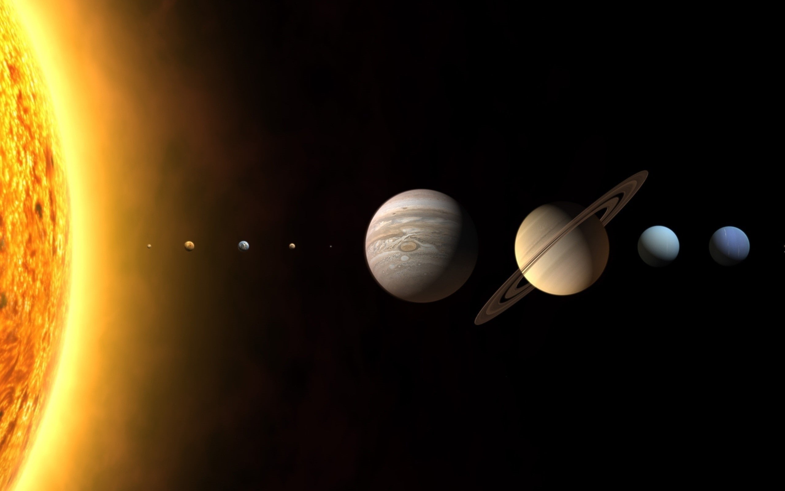 astronomy, Solar System, 2K, mid-air, indoors, black background, science, orange color, nature, close-up, glowing, planet, eclipse, still life, astrology, HD Wallpaper