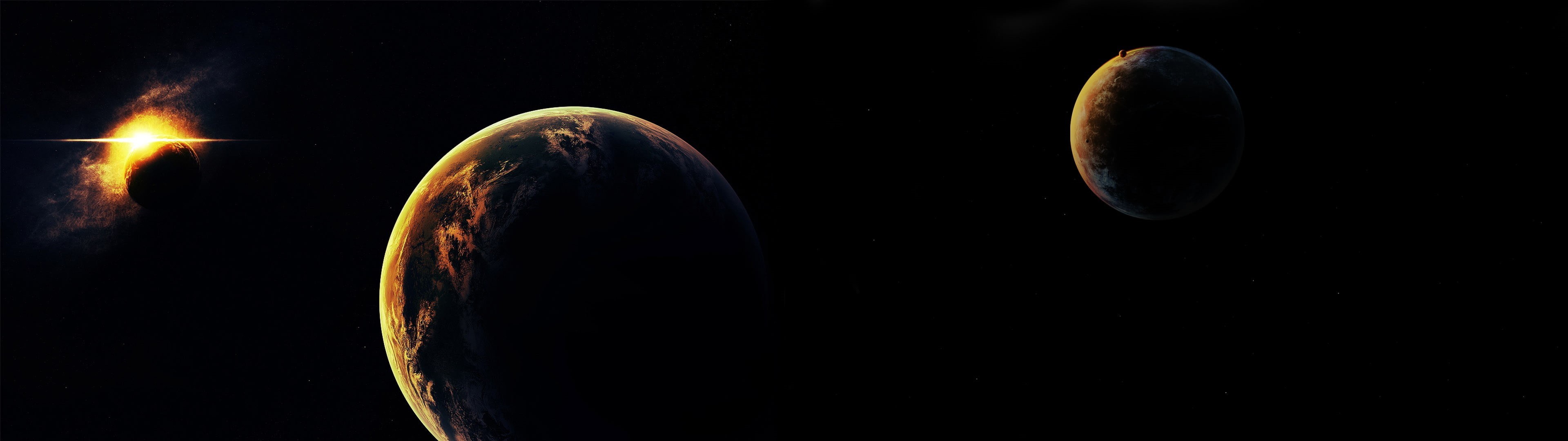 black background, nature, star - space, digital art, sky, no people, orbiting, sphere, space art, astronomy, night, black color, planet earth, space, space exploration, HD Wallpaper