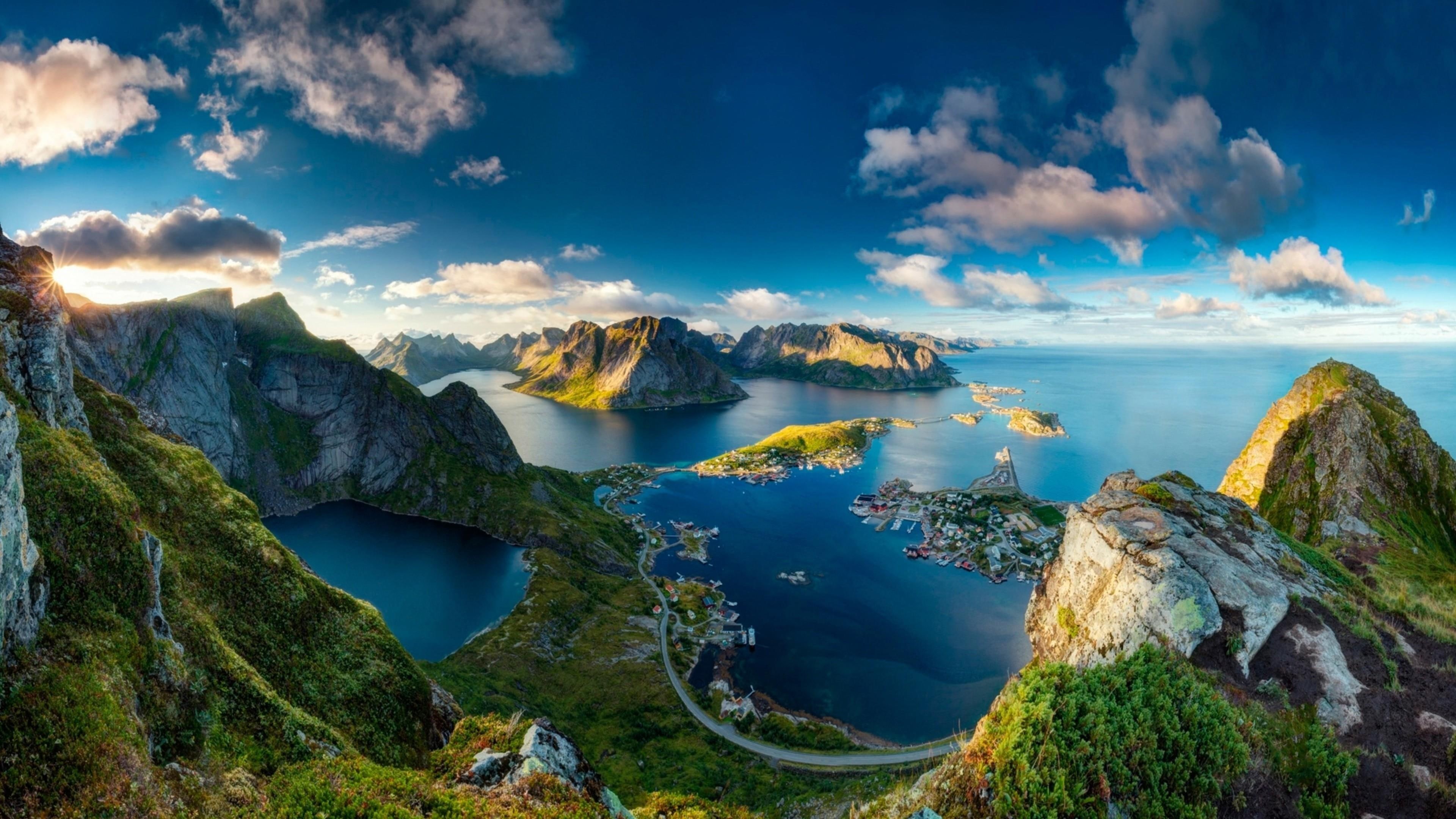 fjords, lofoten islands, stunning, lofoten, reinebringen, islands, reinebringen mountain, mountain, beautiful, reine, nature, landscape, fjord, shore, 4K, HD Wallpaper