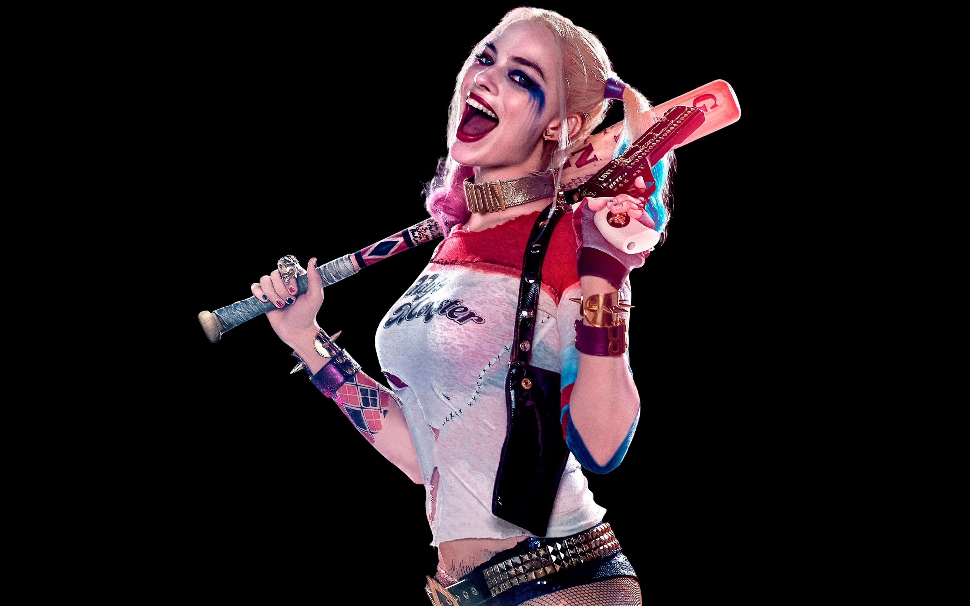 indoors, front view, movies, standing, 2K, smiling, beautiful woman, performance, one person, Harley Quinn, Suicide Squad, DC Comics, adult, cut out, young women, HD Wallpaper