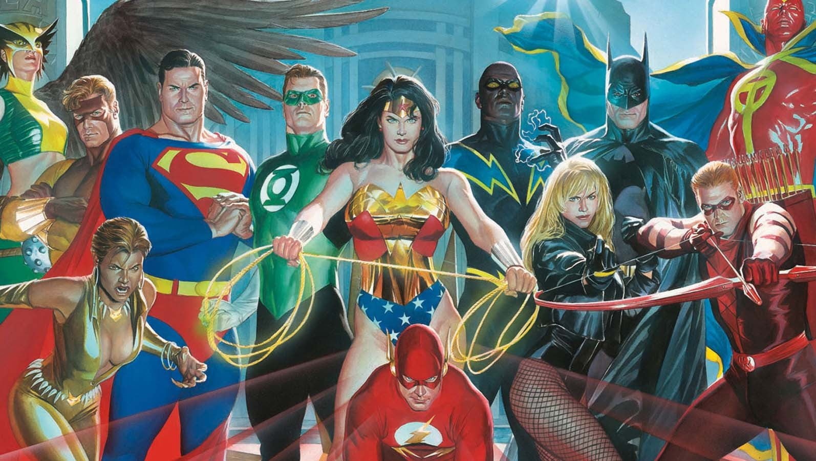Superman, justice, league, Batman, people, young men, human representation, real people, dc, 720P, casual clothing, Red Tornado, mature adult, Hawkgirl, HD Wallpaper