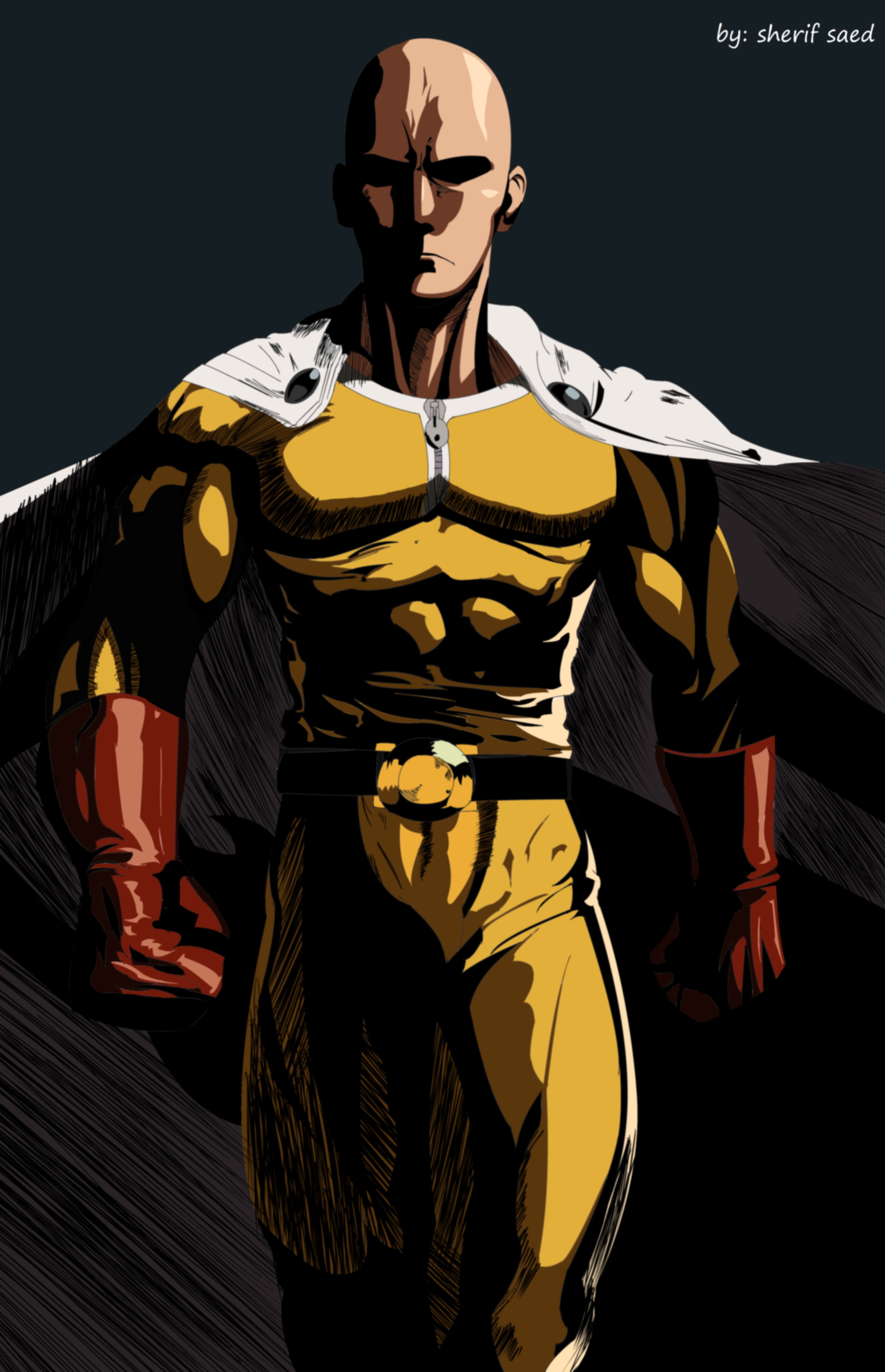 sport, power, holding, One-Punch Man, vector, one person, contemplation, people, portrait, traditional clothing, black Color, gloves, strength, front view, Phone HD Wallpaper