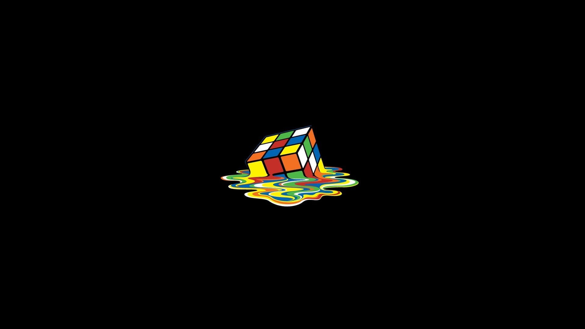 indoors, flying, mid-air, black background, simple background, illustration, copy space, s, rubik, cube, low angle view, x, dark, 1080P, close-up, multi colored, HD Wallpaper