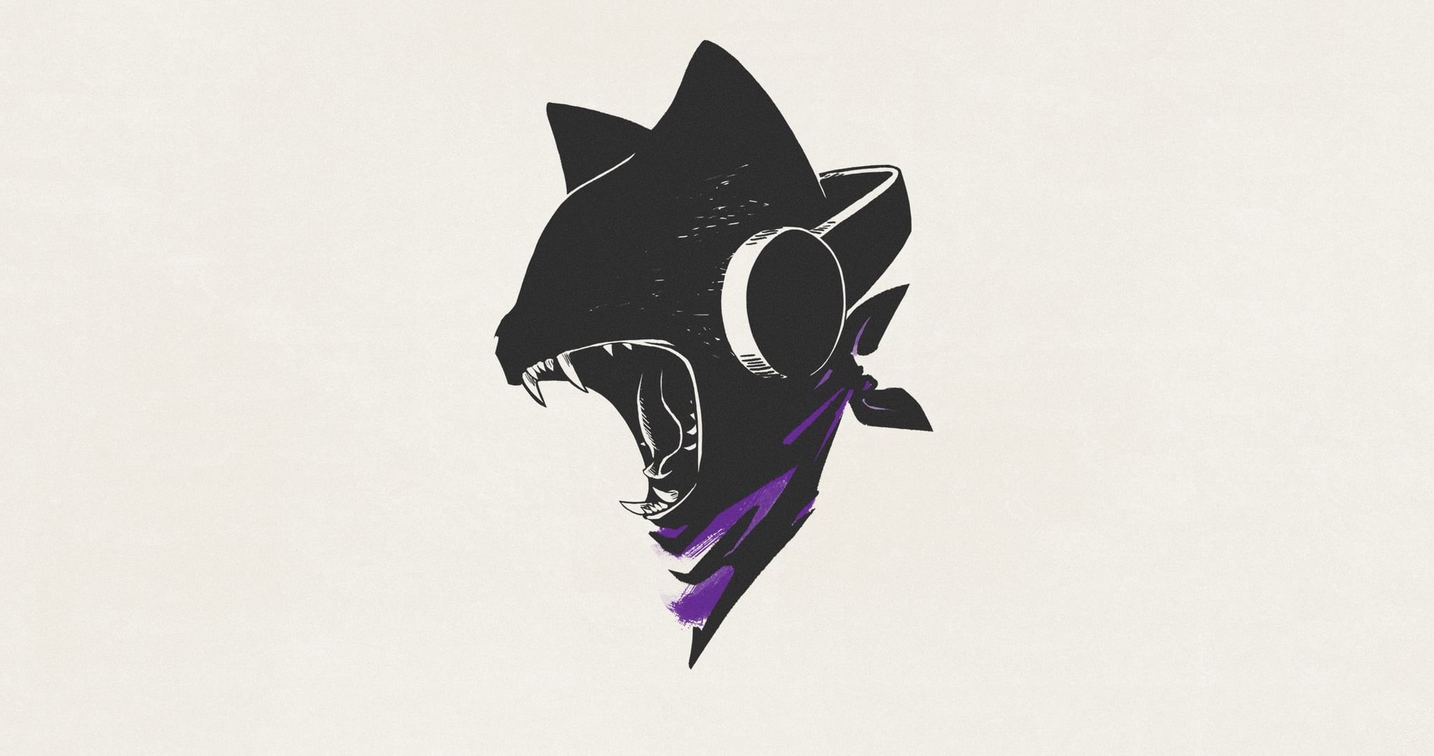 cat, multi colored, wearing, black color, Monstercat, paper, minimalism, no people, craft, nature, design, purple, headphones, white background, single object, HD Wallpaper