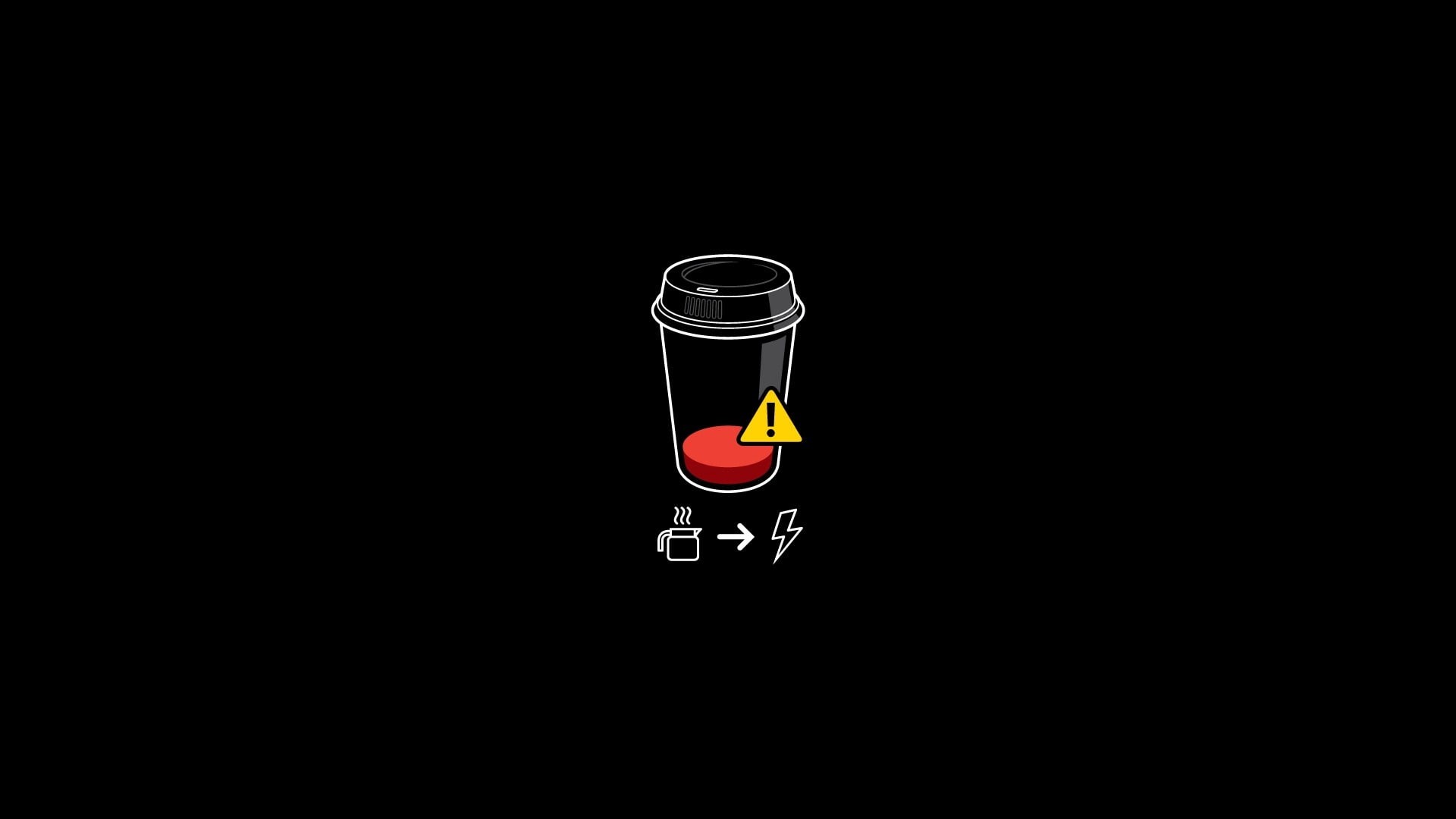 1080P, coffee, simple background, black background, minimalism, battery, simple, black, humor, HD Wallpaper