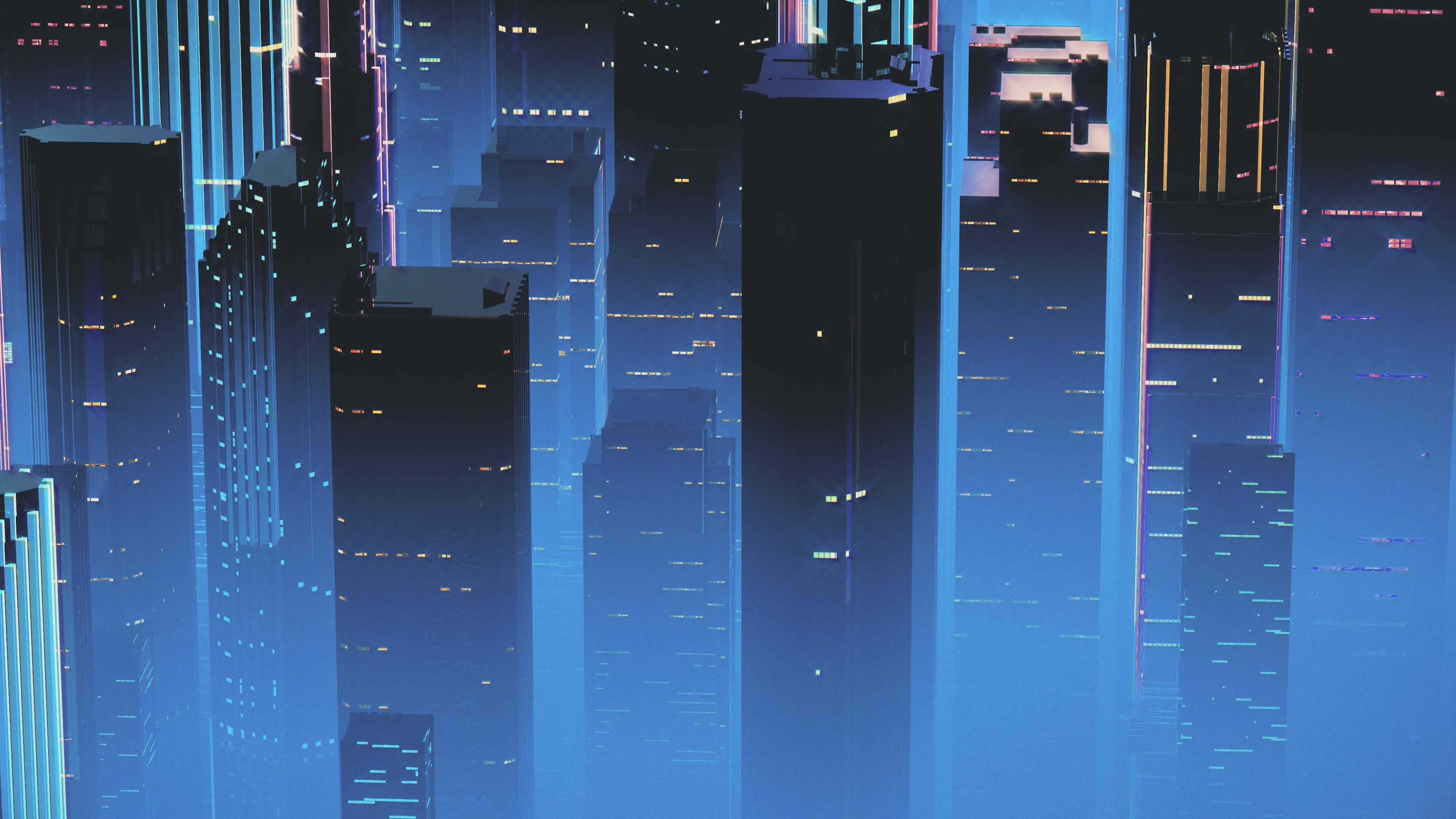 4K, Synthwave, Futuresynth, Retrowave, Retrouve, Night, 80s, New Retro Wave, Synth, Music, Outrun, Skyscrapers, Neon, The city, Sintav, Background, HD Wallpaper